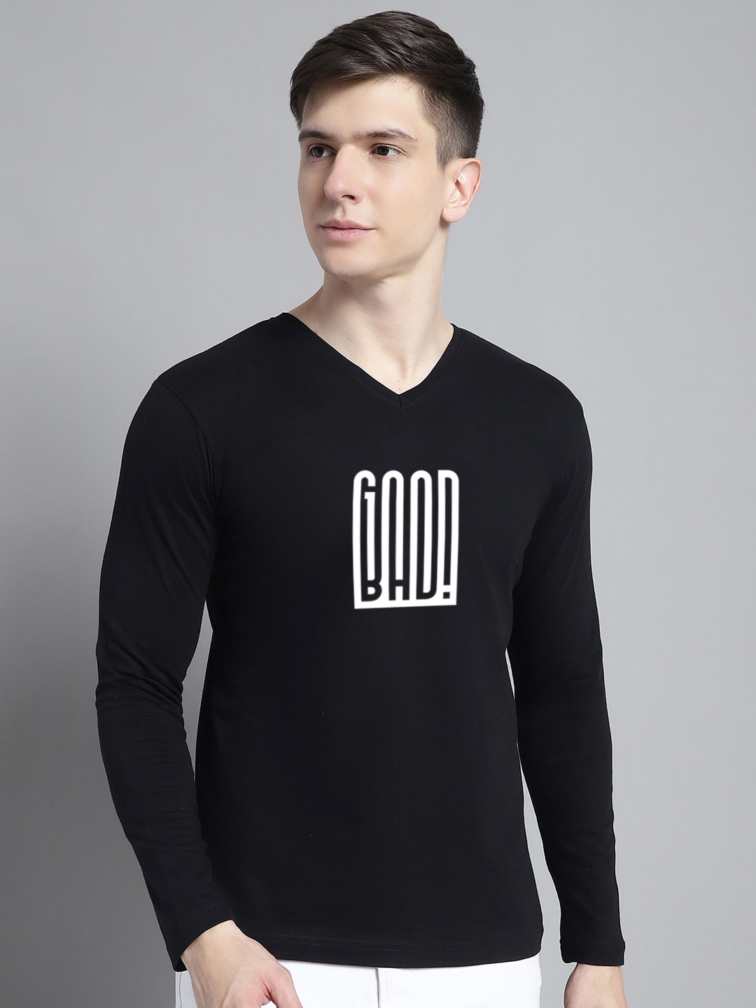 

FBAR Typography Printed Slim Fit Cotton T-shirt, Black
