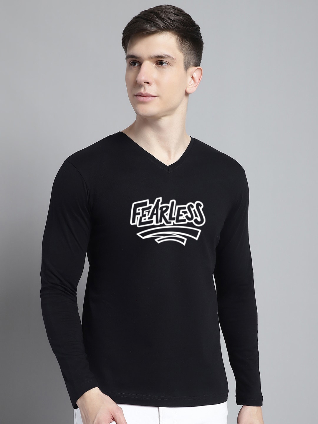 

FBAR Typography Printed Cotton Slim Fit T-shirt, Black