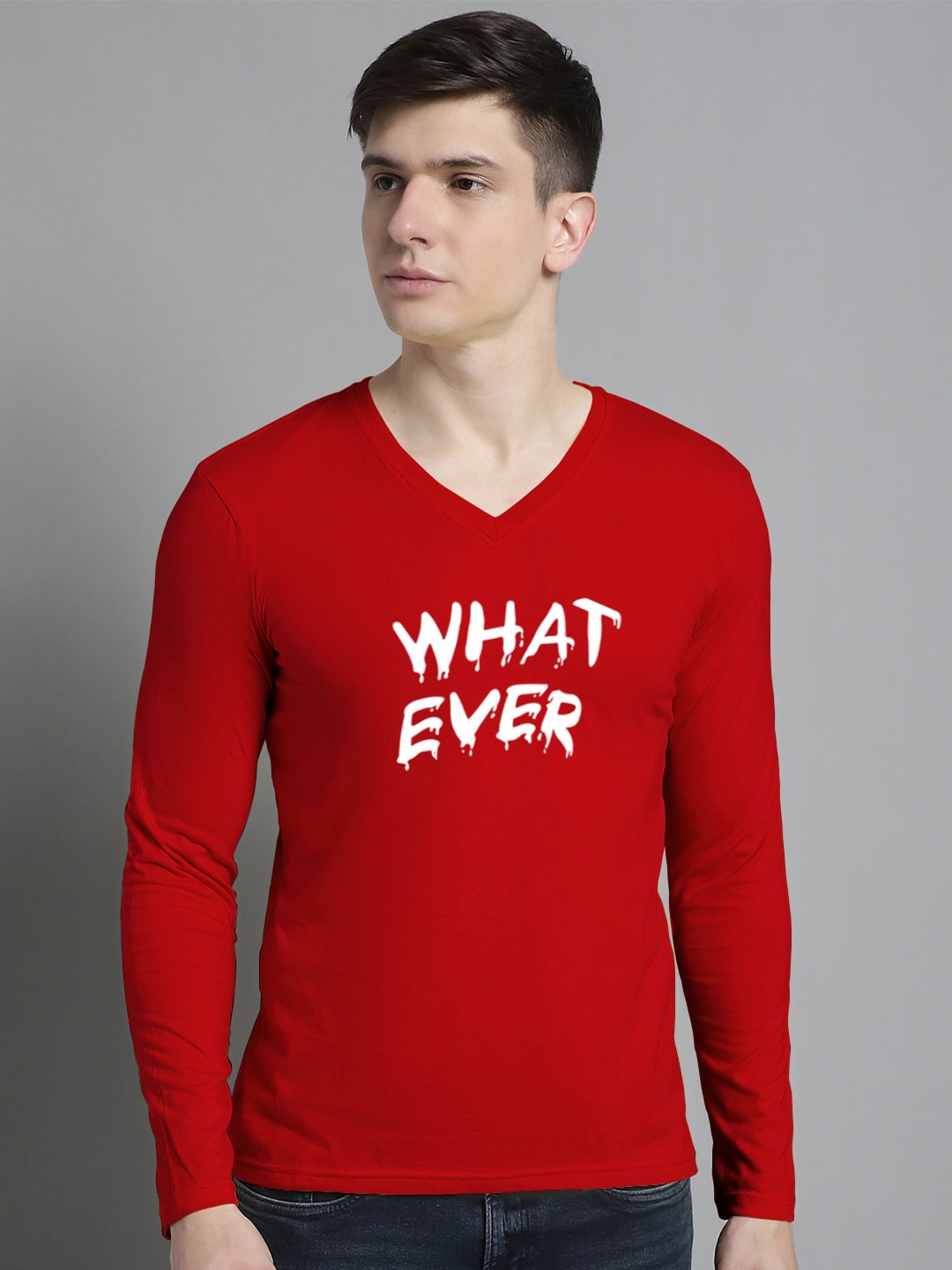 

FBAR Typography Printed Slim Fit Cotton T-shirt, Red