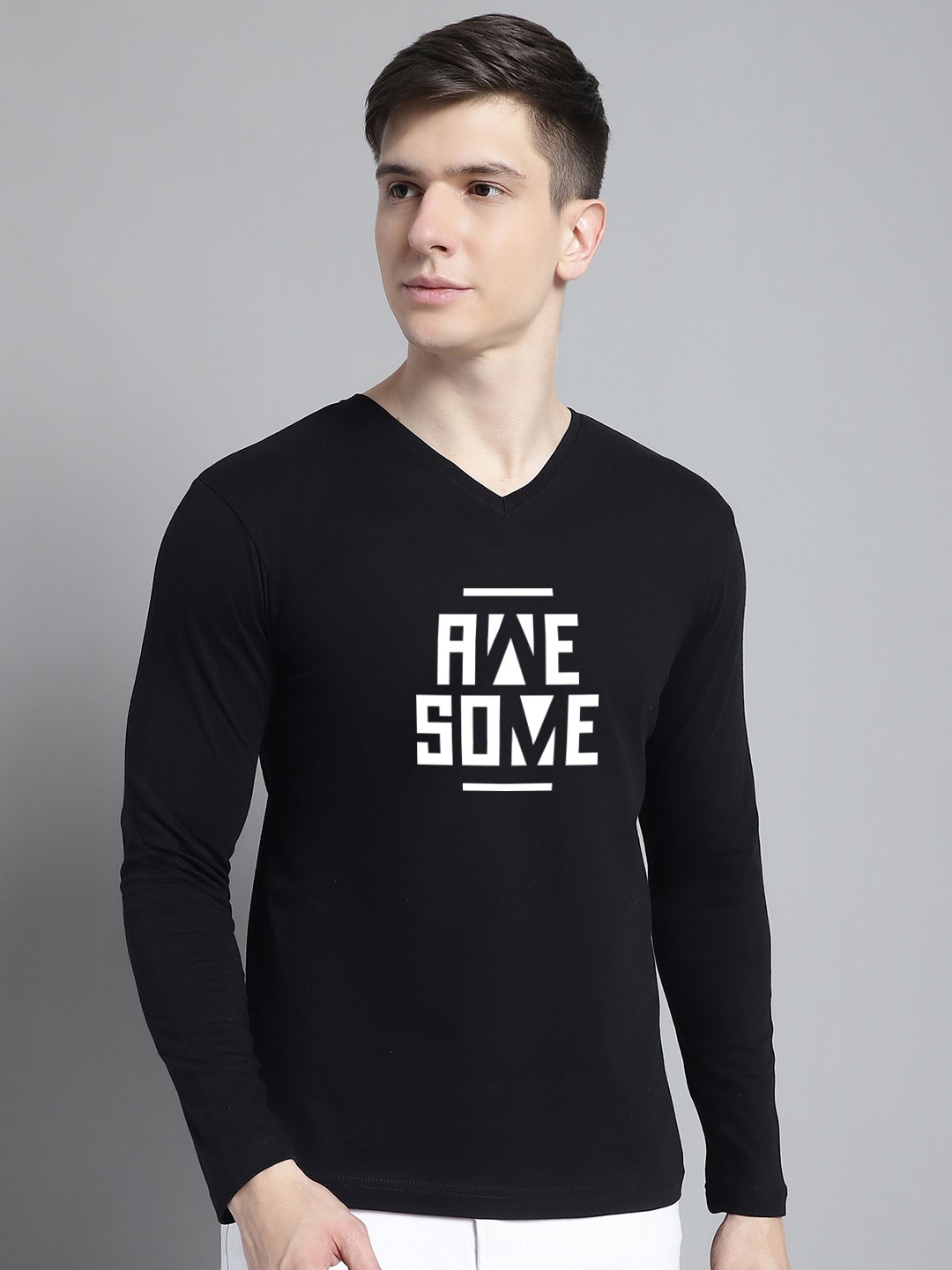 FBAR Typography Printed Cotton Slim Fit T-shirt, Black