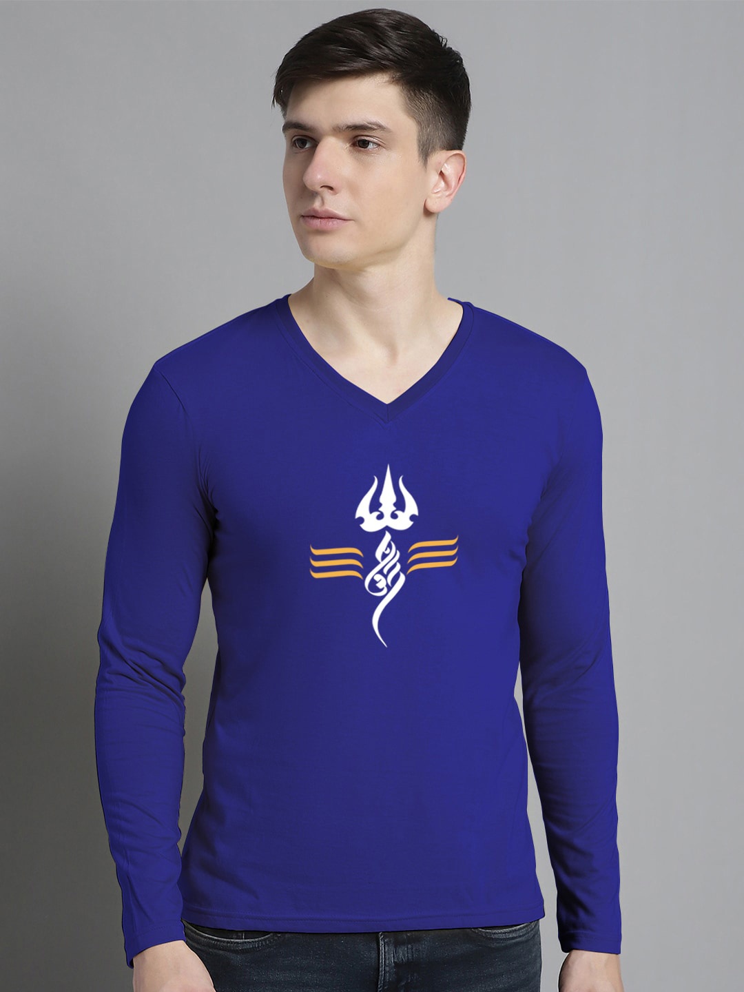

FBAR Graphic Printed Round Neck Short Sleeve Cotton T-shirt, Blue