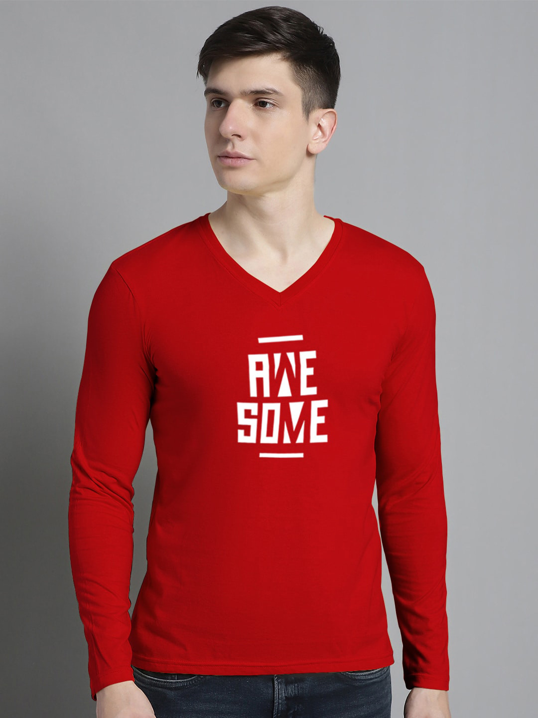

FBAR Typography Printed Cotton Slim Fit T-shirt, Red