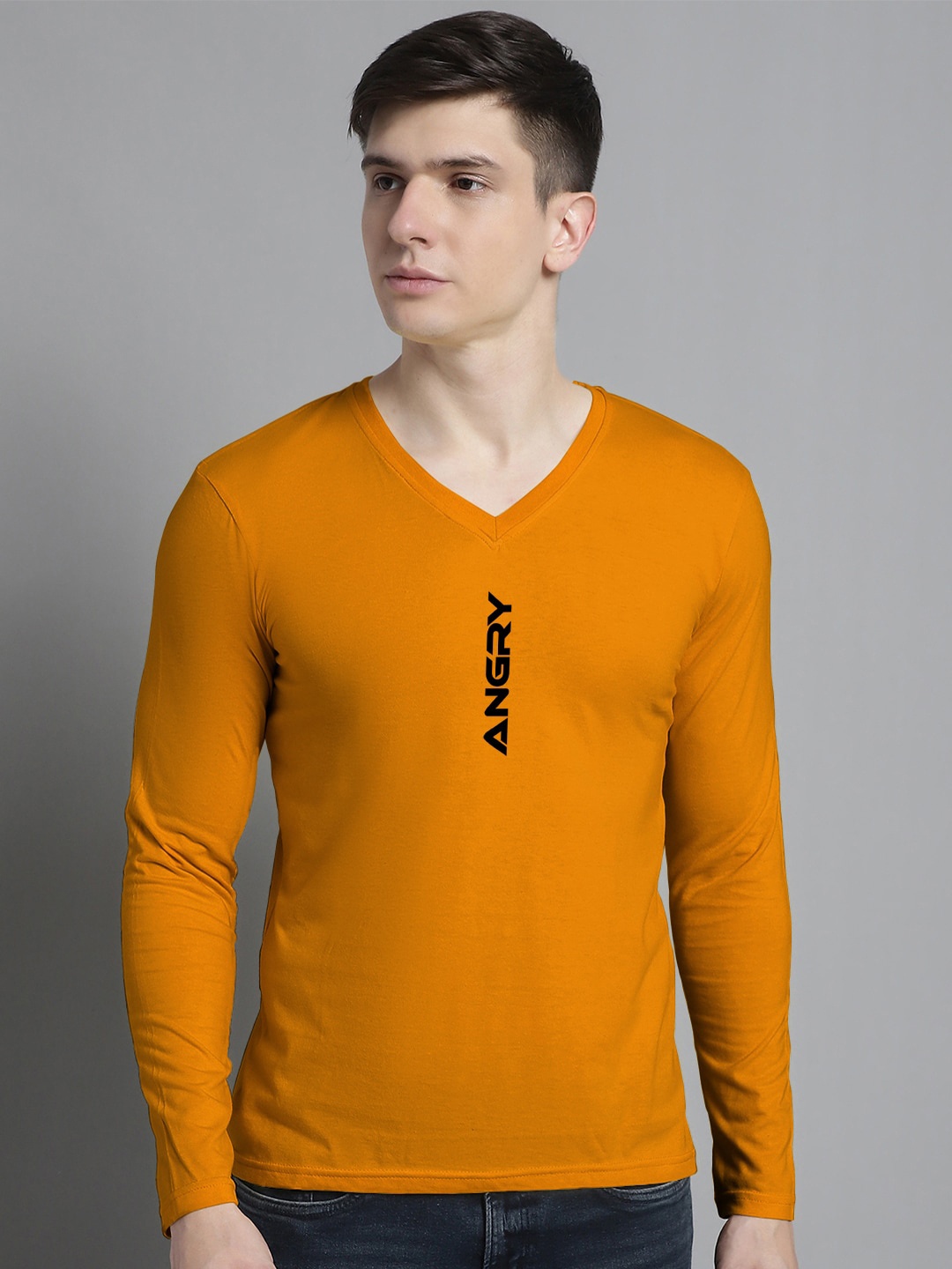

FBAR Typography Printed Round Neck Cotton Regular T-shirt, Gold