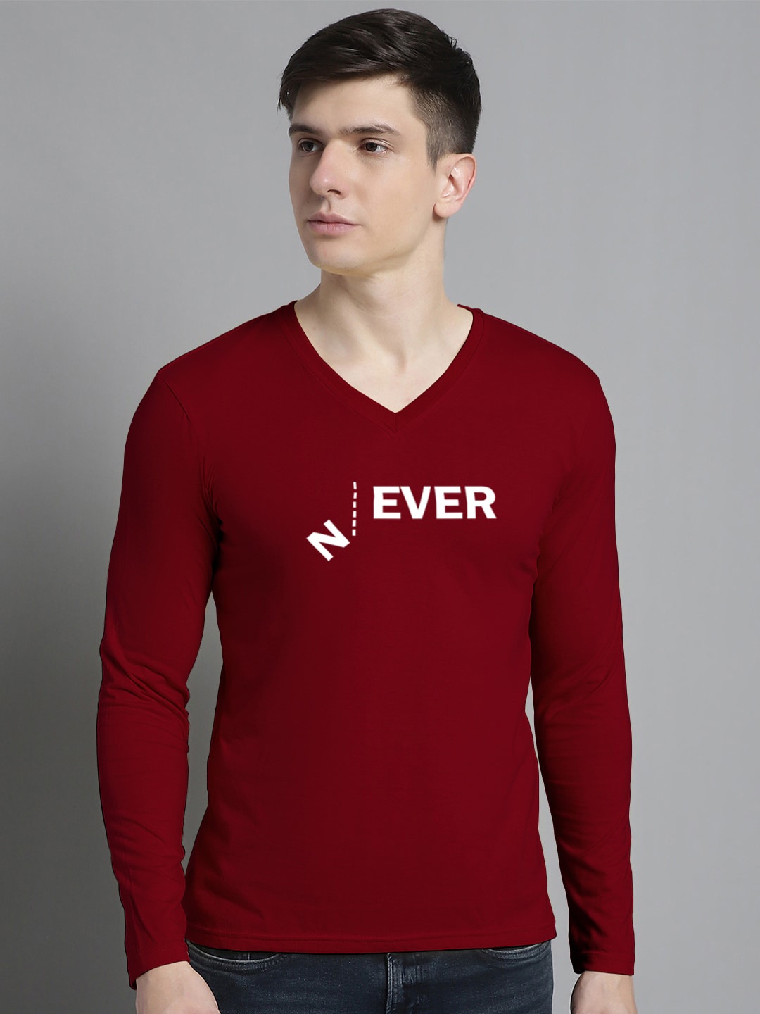 

FBAR Typography Printed Cotton Slim Fit T-shirt, Maroon