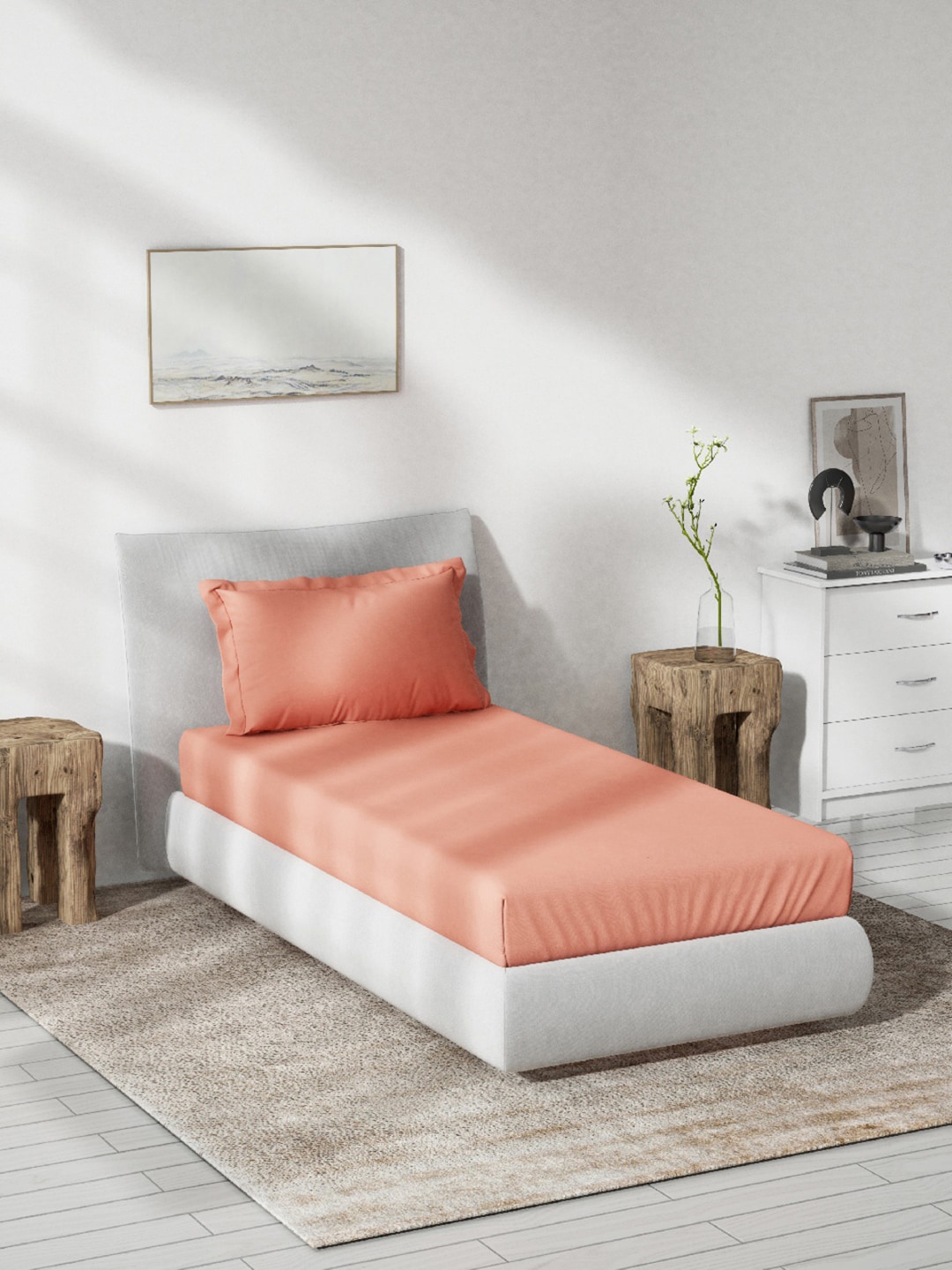 

DDecor Pink Cotton 180 TC Single Bedsheet With 1 Pillow Cover