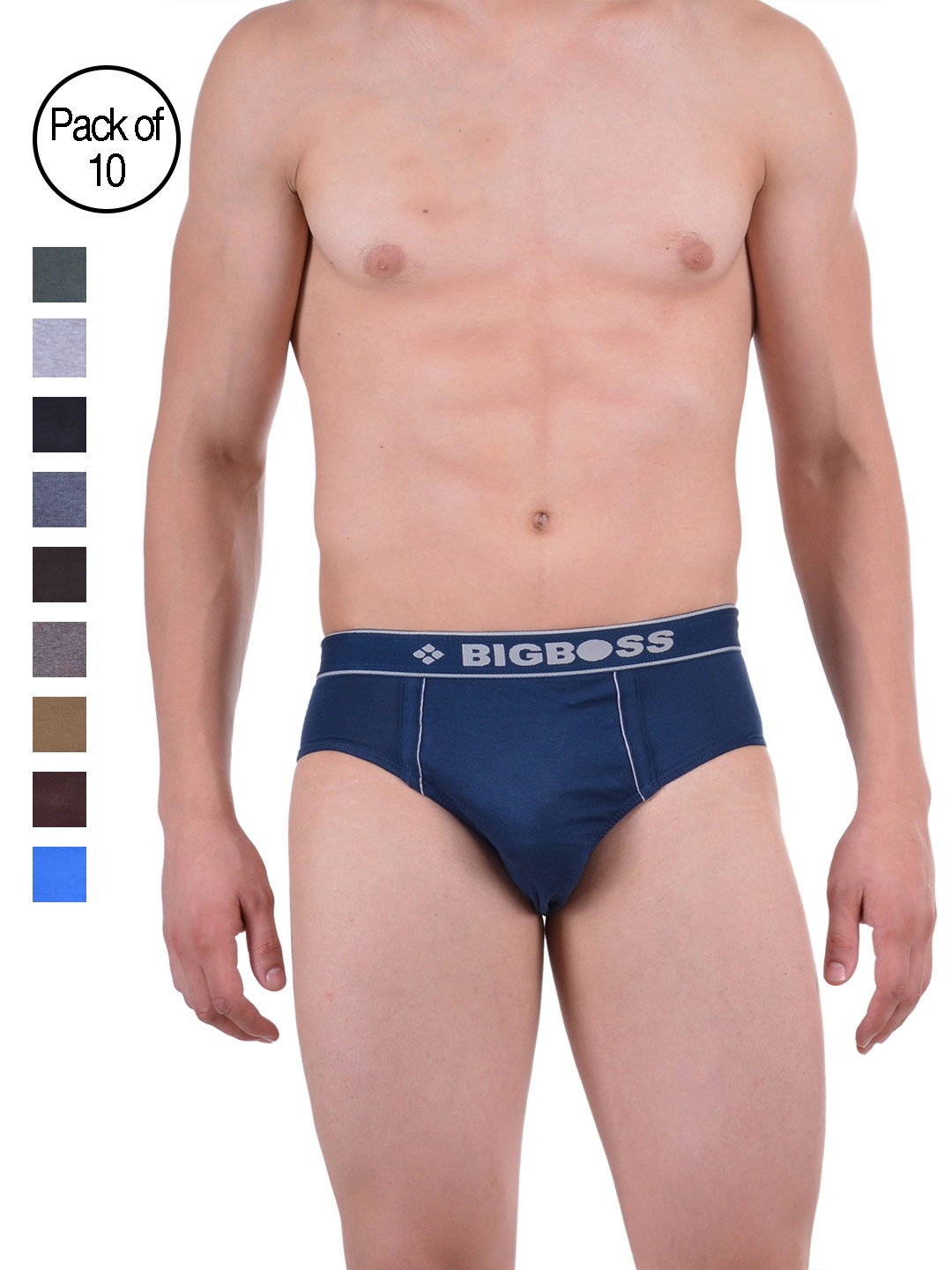 

Dollar Bigboss Men Pack of 10 Anti-Microbial Super Combed Cotton Brief, Multi