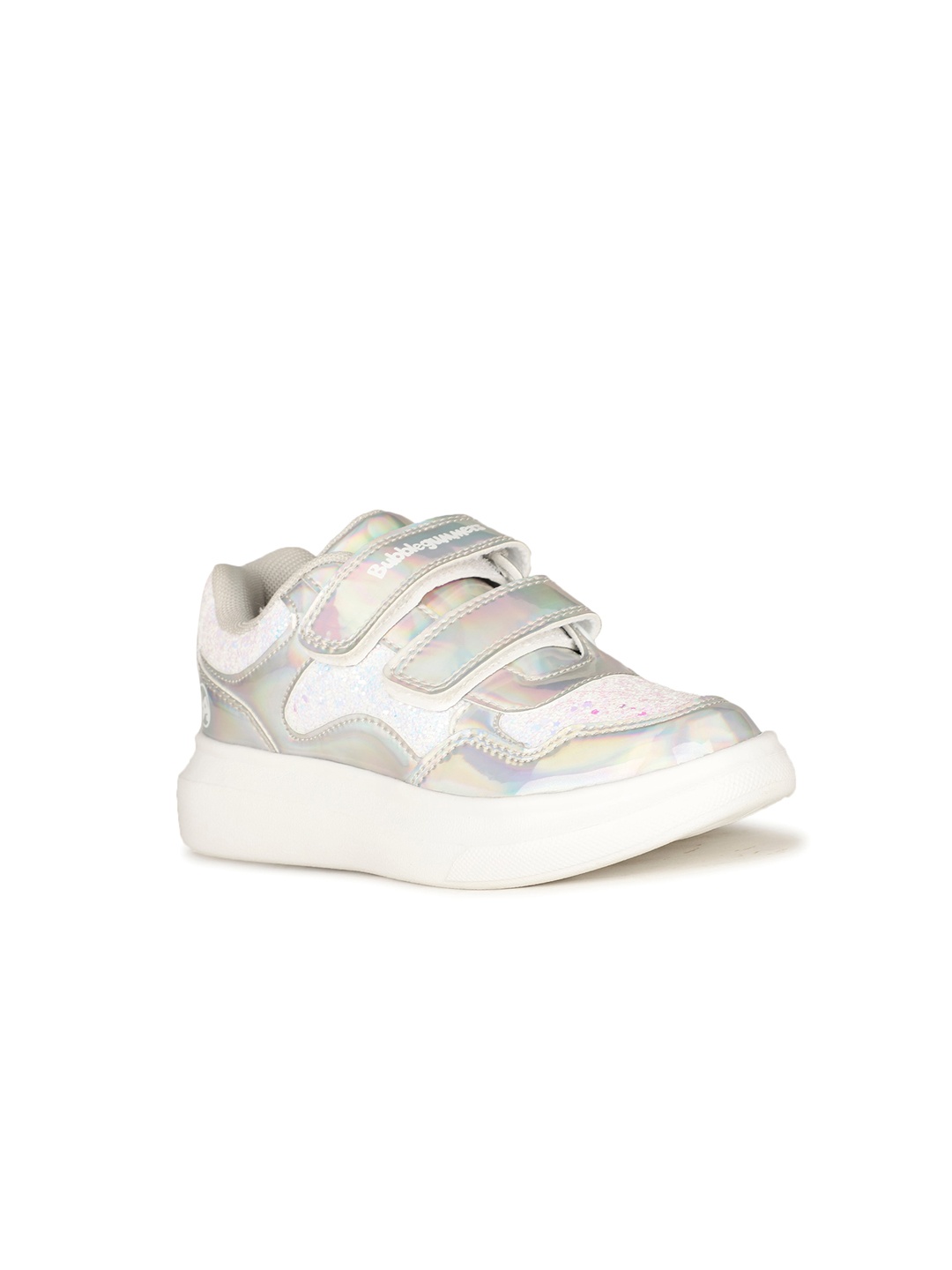 

Bubblegummers Kids Textured Comfort Insole Basics Sneakers With Velcro Closure, Silver