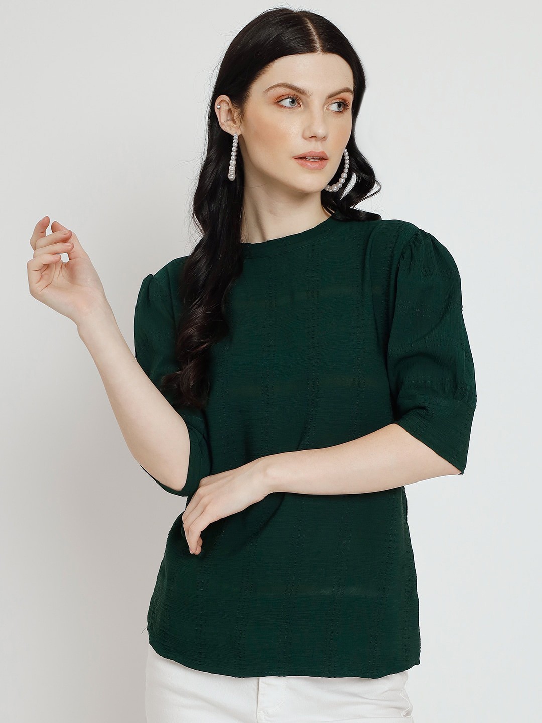 

FERY LONDON Puff Sleeves Top, Green