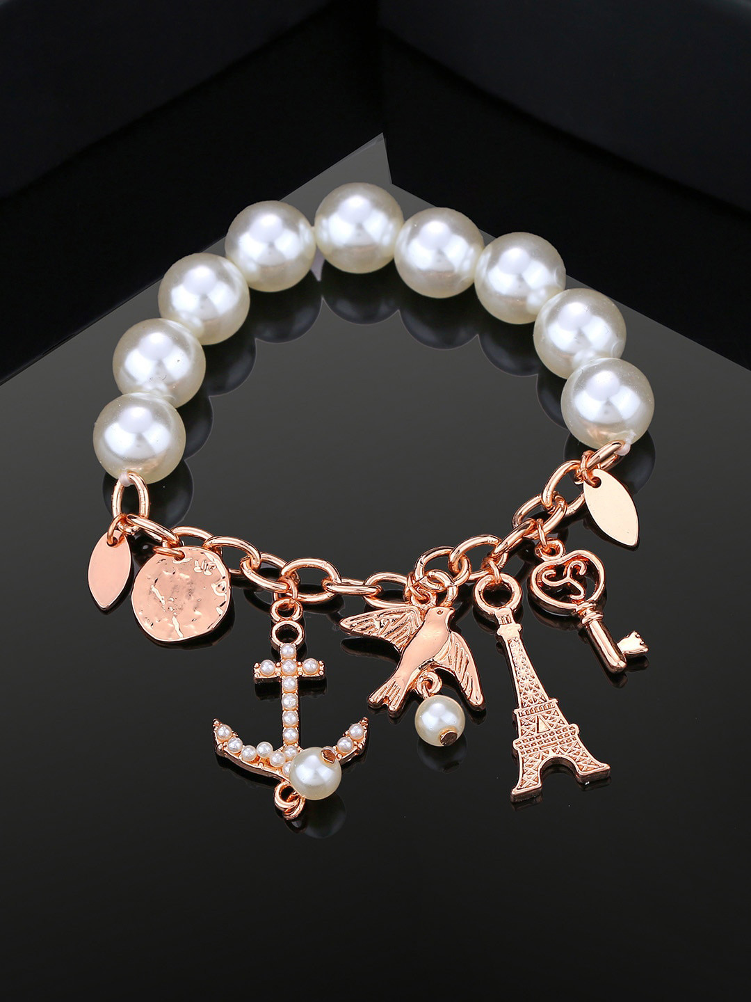 

Estele Artificial Beads Rose Gold-Plated Bracelet