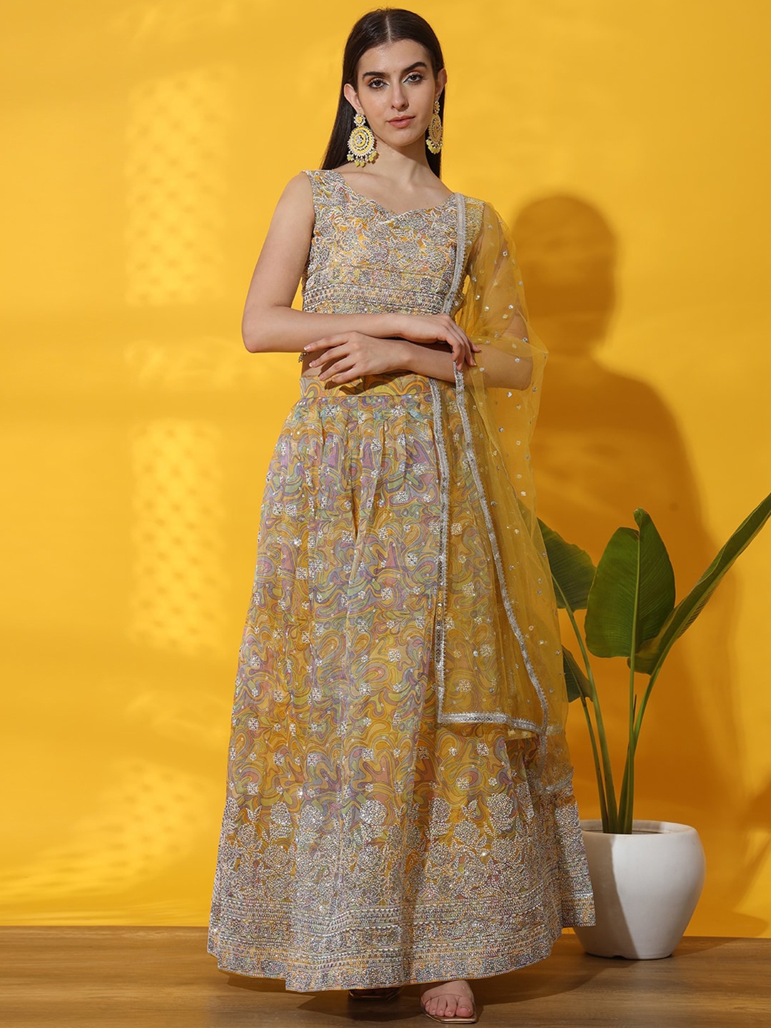 

Chhabra 555 Printed And Embellished Lehenga Choli, Yellow