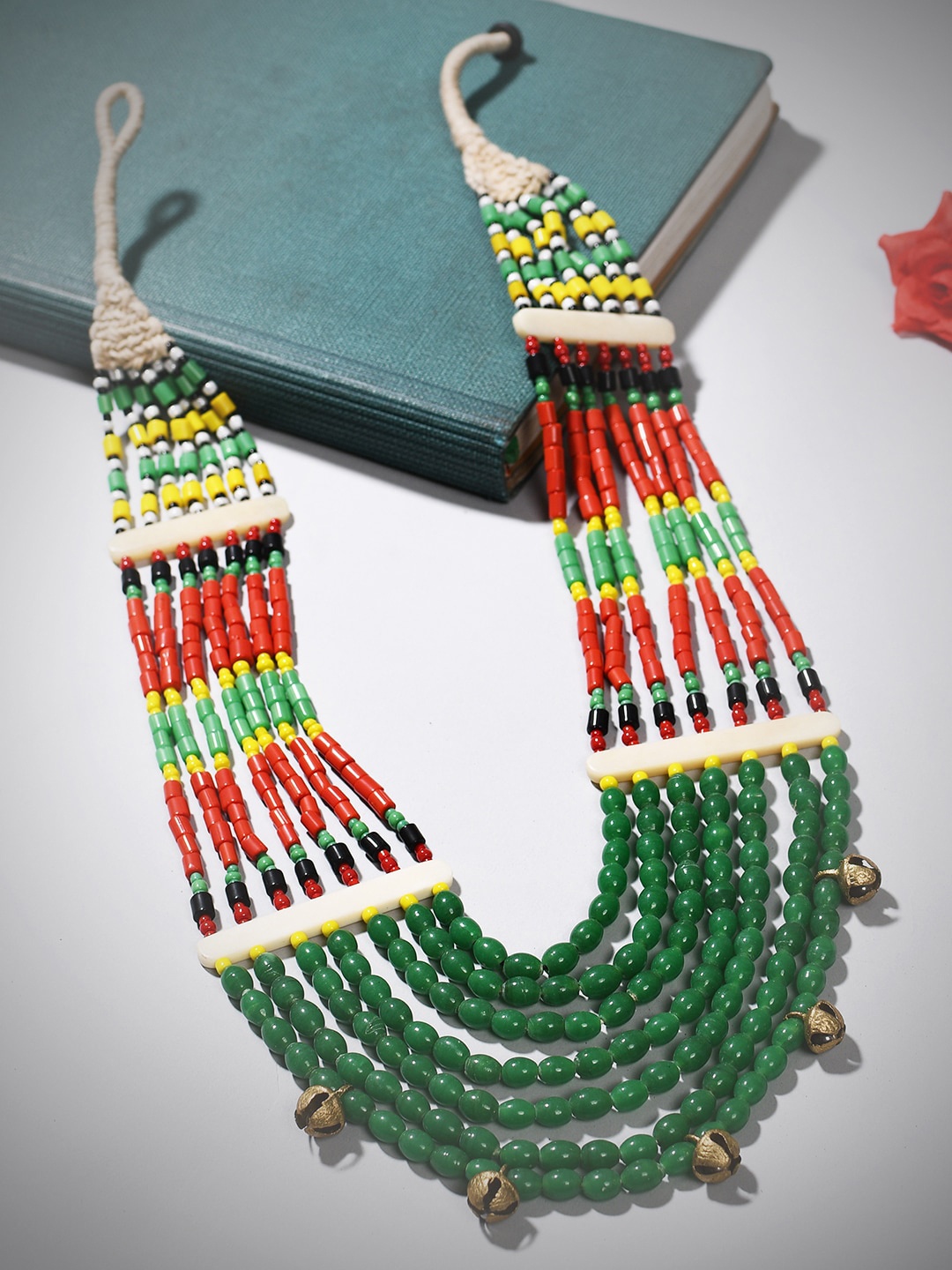 

Bamboo Tree Jewels Vintage Naga Beaded Tribal Necklace, Green