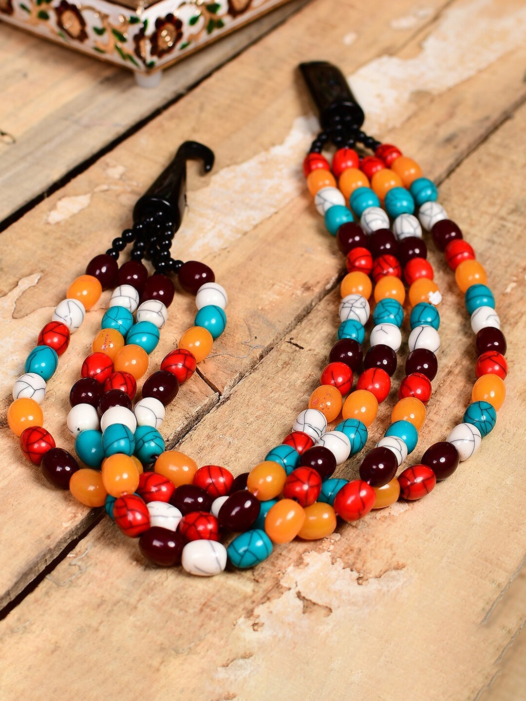 

Bamboo Tree Jewels Beaded Statement Tribal Necklace, Orange