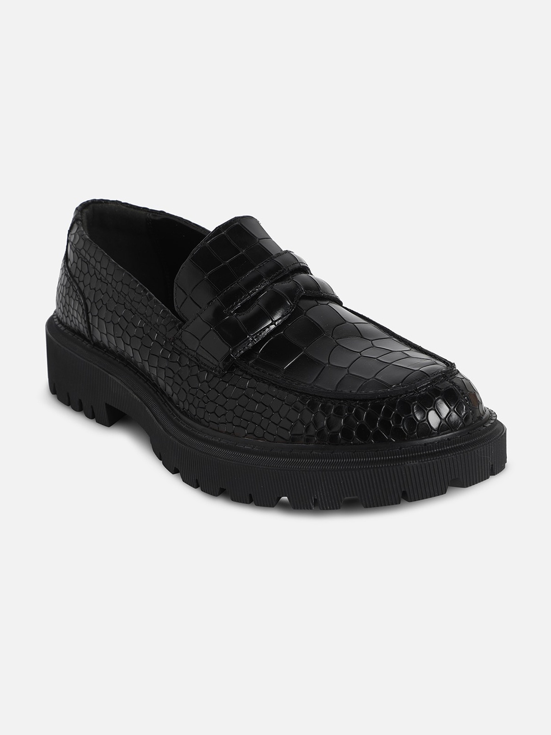 

ALDO Men Textured Leather Loafers, Black