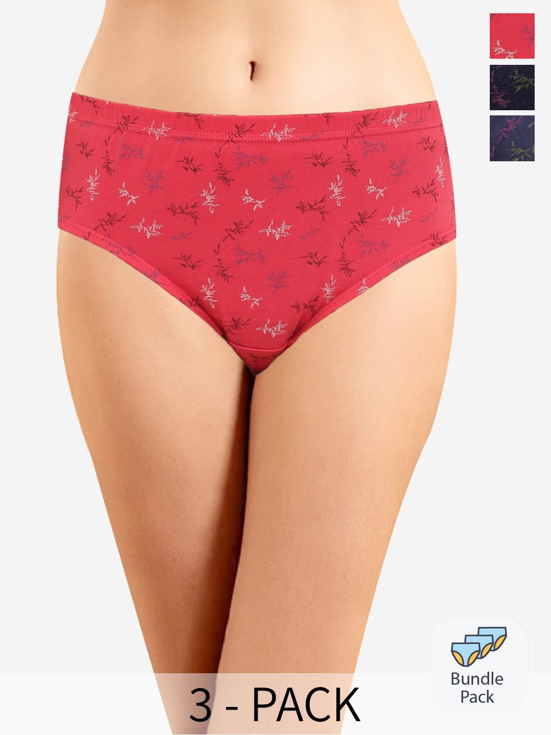 

In Care Pack Of 3 Floral Printed Cotton Hipster Briefs, Pink