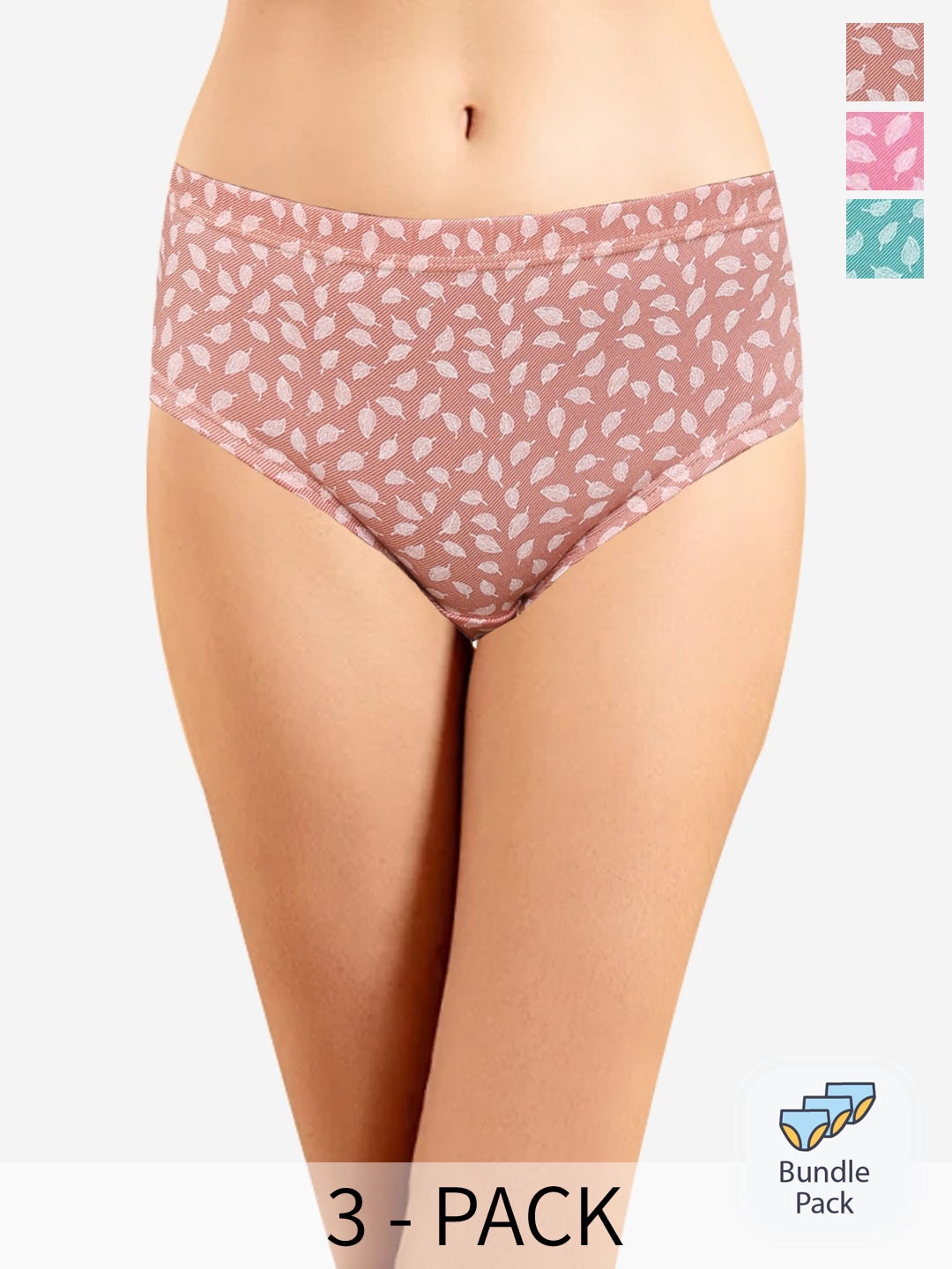

In Care Pack Of 3 Conversational Printed Anti Bacterial Cotton Hipster Briefs, Pink