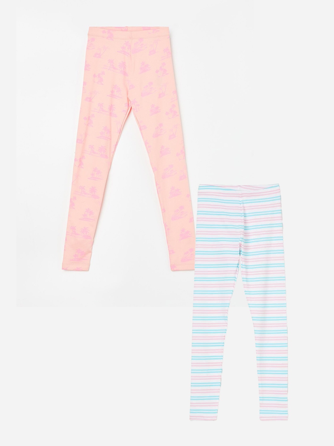 

Fame Forever by Lifestyle Girls Pack Of 2 Ankle Length Leggings, Peach