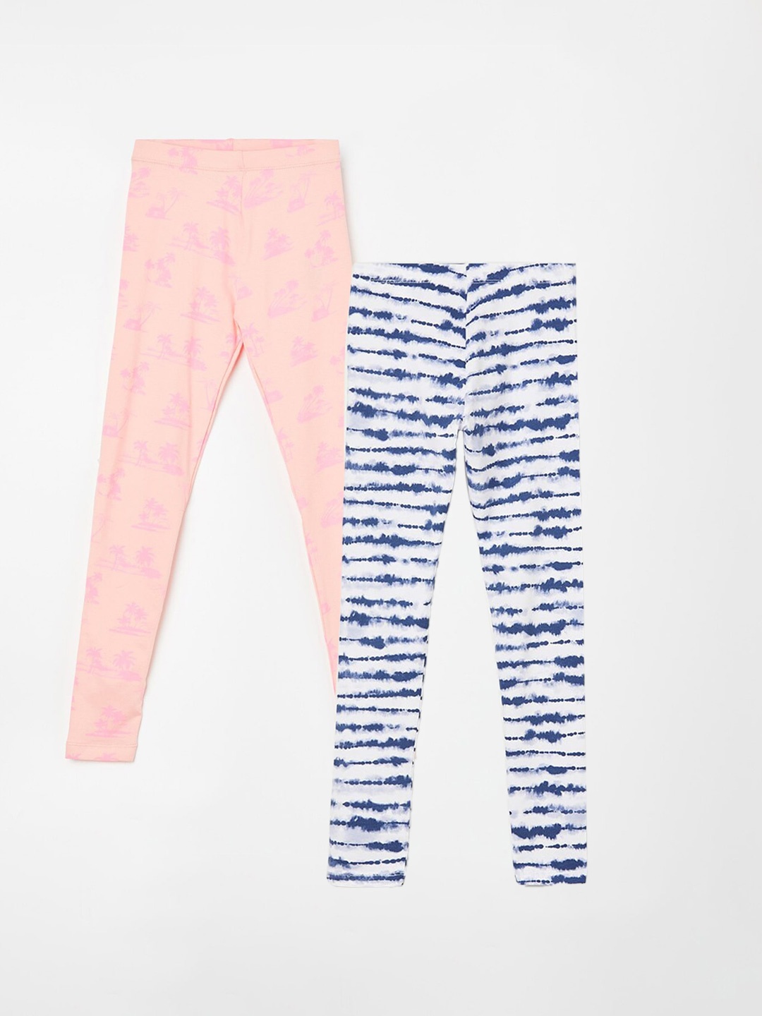 

Fame Forever by Lifestyle Girls Pack Of 2 Printed Ankle Length Leggings, White