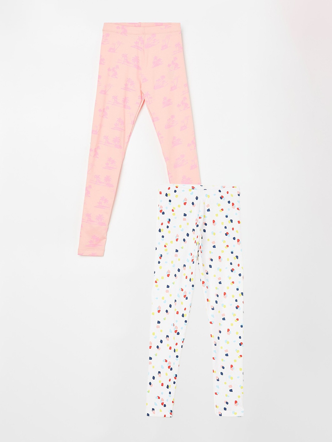 Fame Forever by Lifestyle Girls Pack Of 2 Printed Ankle Length Leggings, White