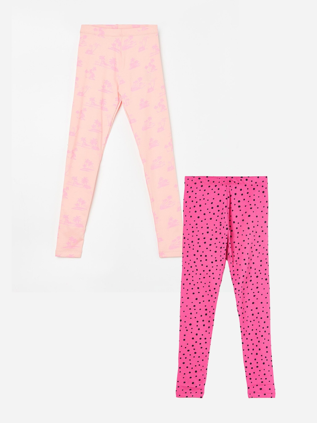 Fame Forever by Lifestyle Girls Pack Of 2 Printed Ankle Length Leggings, Pink