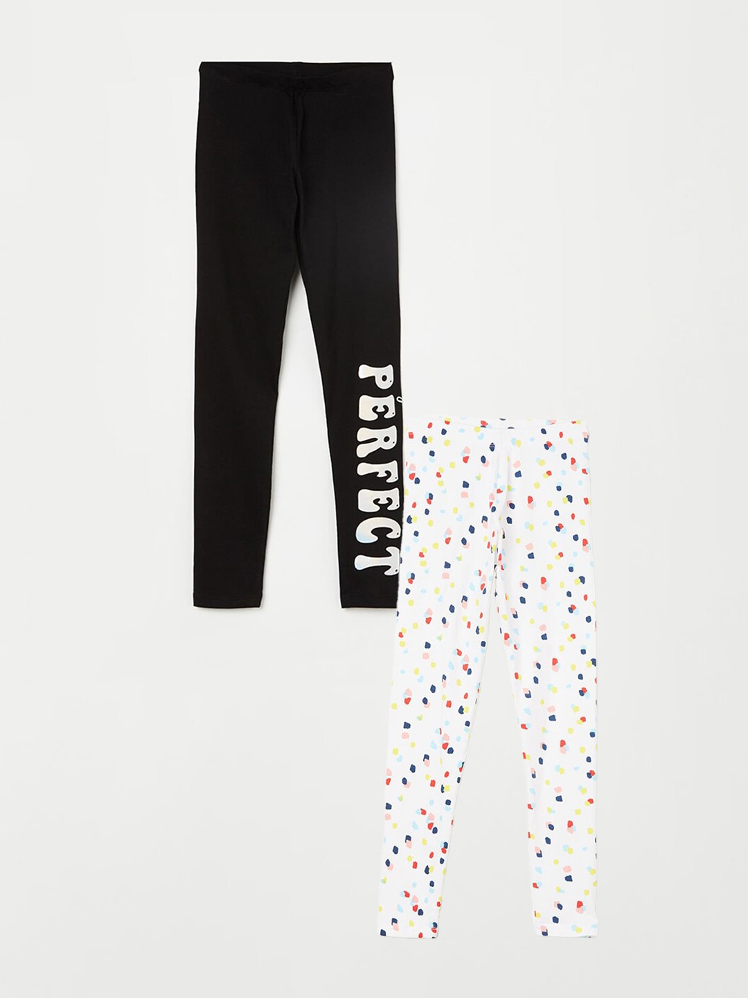 

Fame Forever by Lifestyle Girls Pack Of 2 Printed Pure Cotton Ankle Length Leggings, White