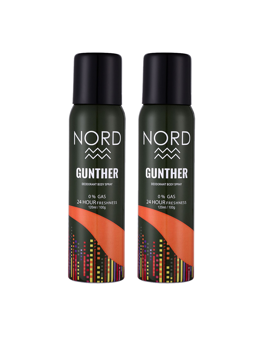 

NORD Men Set Of 2 Gunther Long Lasting & No Gas Deodorant Body Spray - 100g Each, Black