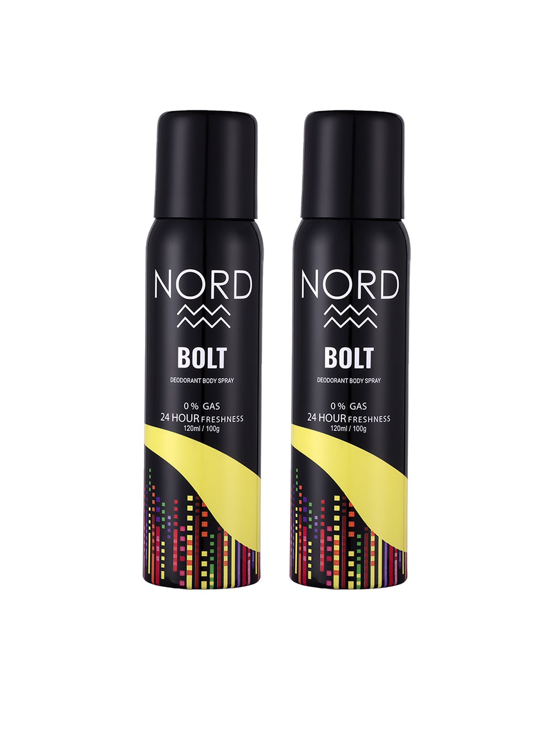 

NORD Men Set Of 2 Bolt Long Lasting & No Gas Deodorant Body Spray - 100g Each, Black
