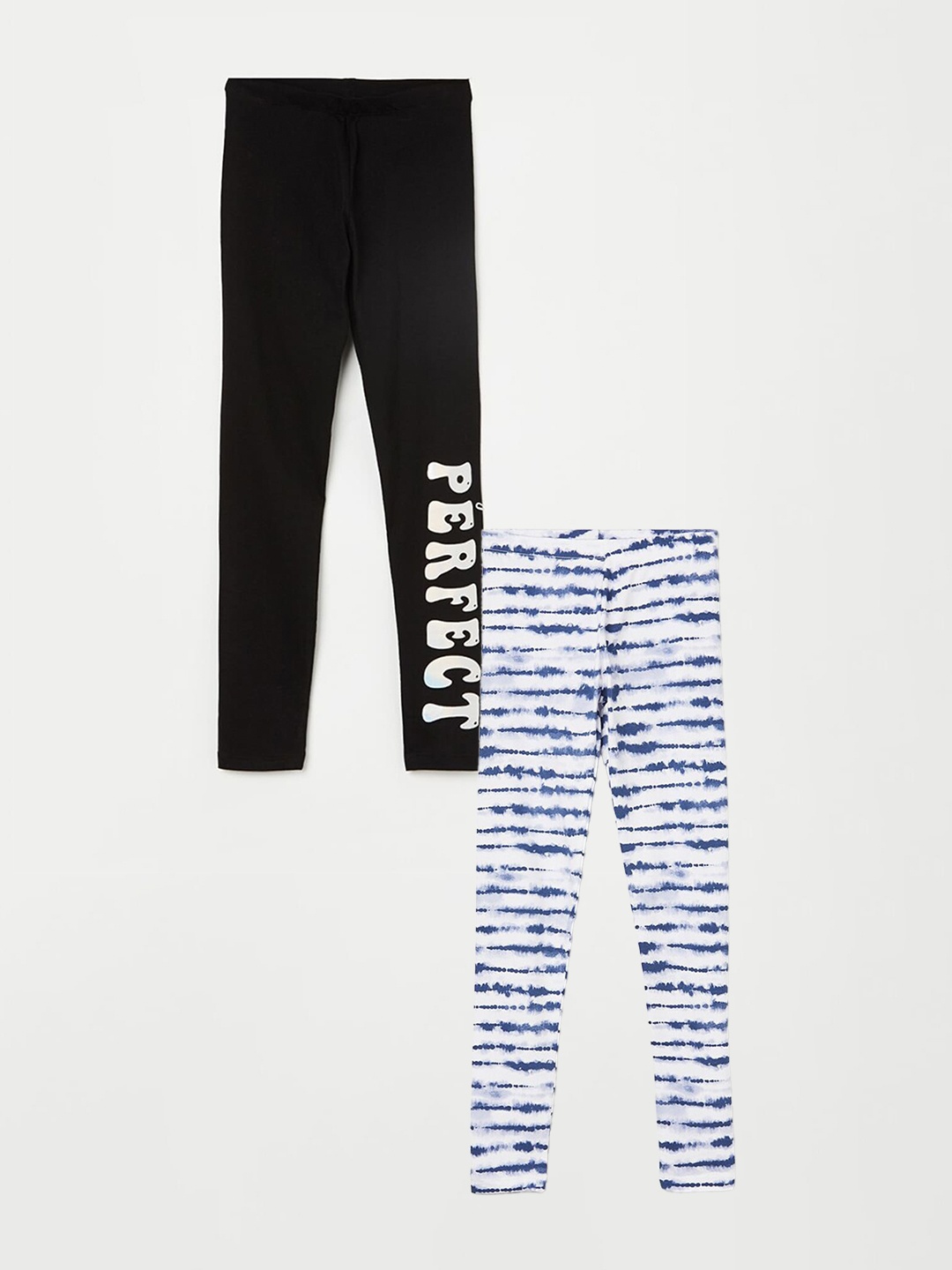 

Fame Forever by Lifestyle Girls Pack Of 2 Printed Pure Cotton Ankle Length Leggings, White
