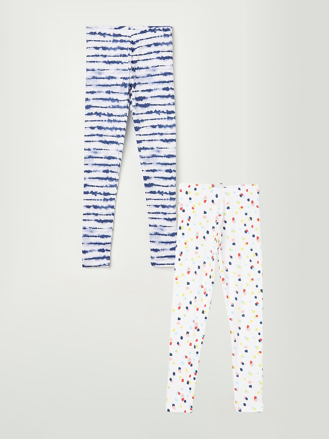 

Fame Forever by Lifestyle Girls Pack Of 2 Printed Pure Cotton Ankle Length Leggings, White