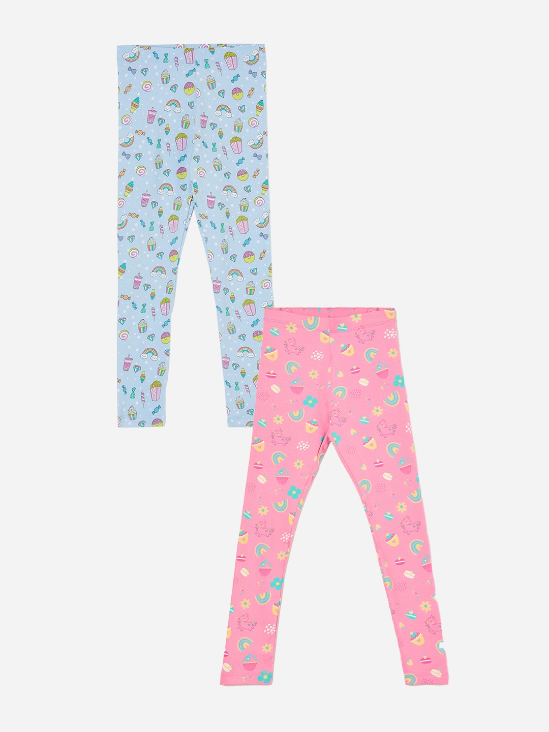 

Fame Forever by Lifestyle Girls Pack Of 2 Printed Cotton Ankle Length Leggings, Pink