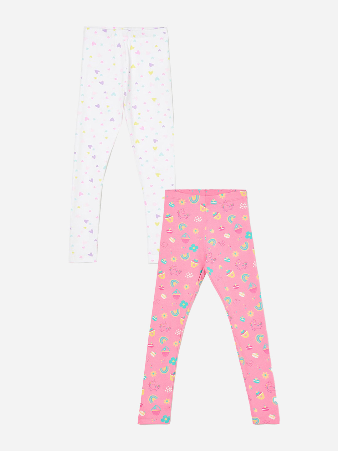 

Fame Forever by Lifestyle Girls Pack Of 2 Printed Cotton Ankle Length Leggings, Pink