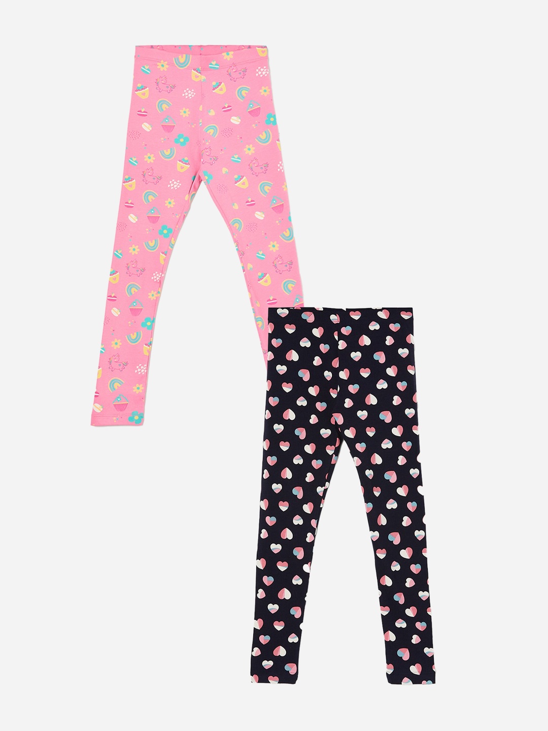 

Fame Forever by Lifestyle Girls Pack Of 2 Printed Ankle Length Leggings, Blue