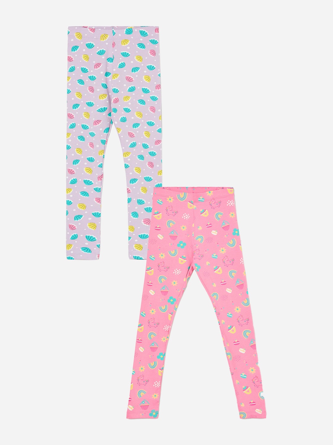 

Fame Forever by Lifestyle Girls Pack Of 2 Printed Ankle Length Leggings, Pink