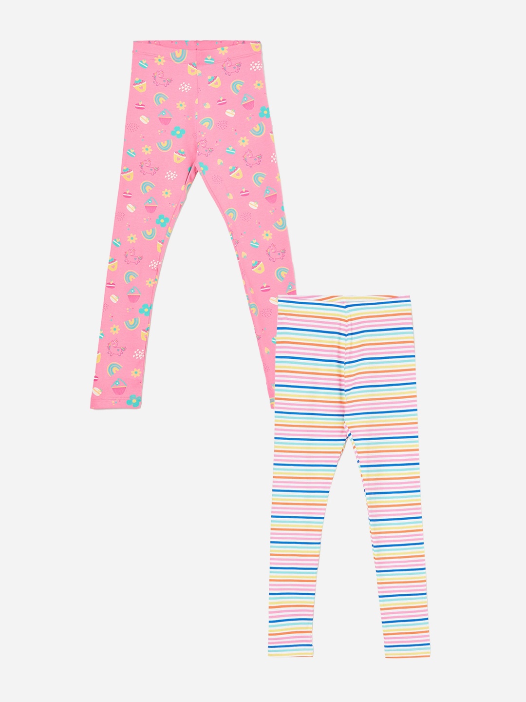 

Fame Forever by Lifestyle Girls Pack Of 2 Printed Ankle Length Leggings, Blue