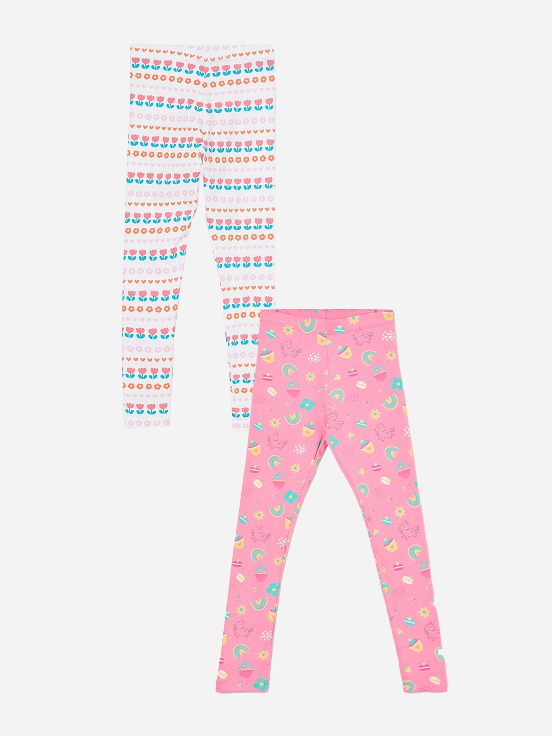 

Fame Forever by Lifestyle Girls Pack Of 2 Printed Ankle Length Leggings, Pink