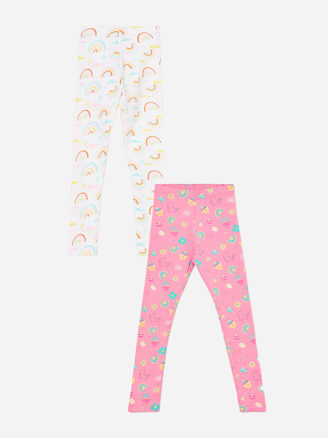 

Fame Forever by Lifestyle Girls Pack Of 2 Printed Ankle Length Leggings, Pink