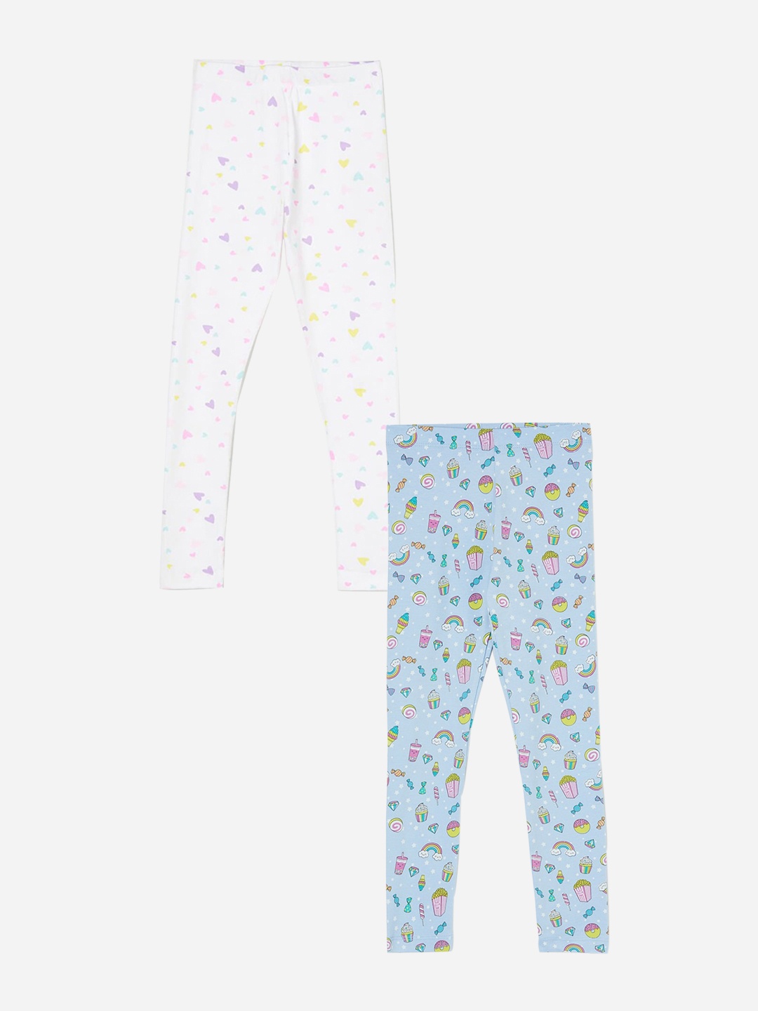 

Fame Forever by Lifestyle Girls Pack Of 2 Printed Cotton Ankle Length Leggings, Blue