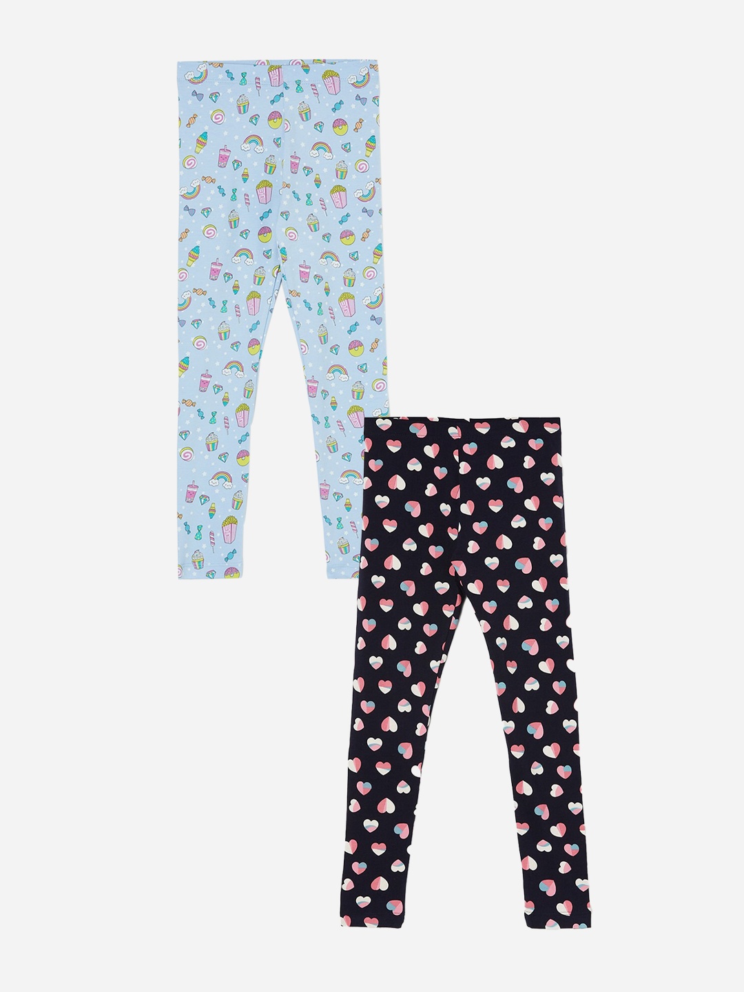 

Fame Forever by Lifestyle Girls Pack Of 2 Printed Ankle Length Leggings, Blue