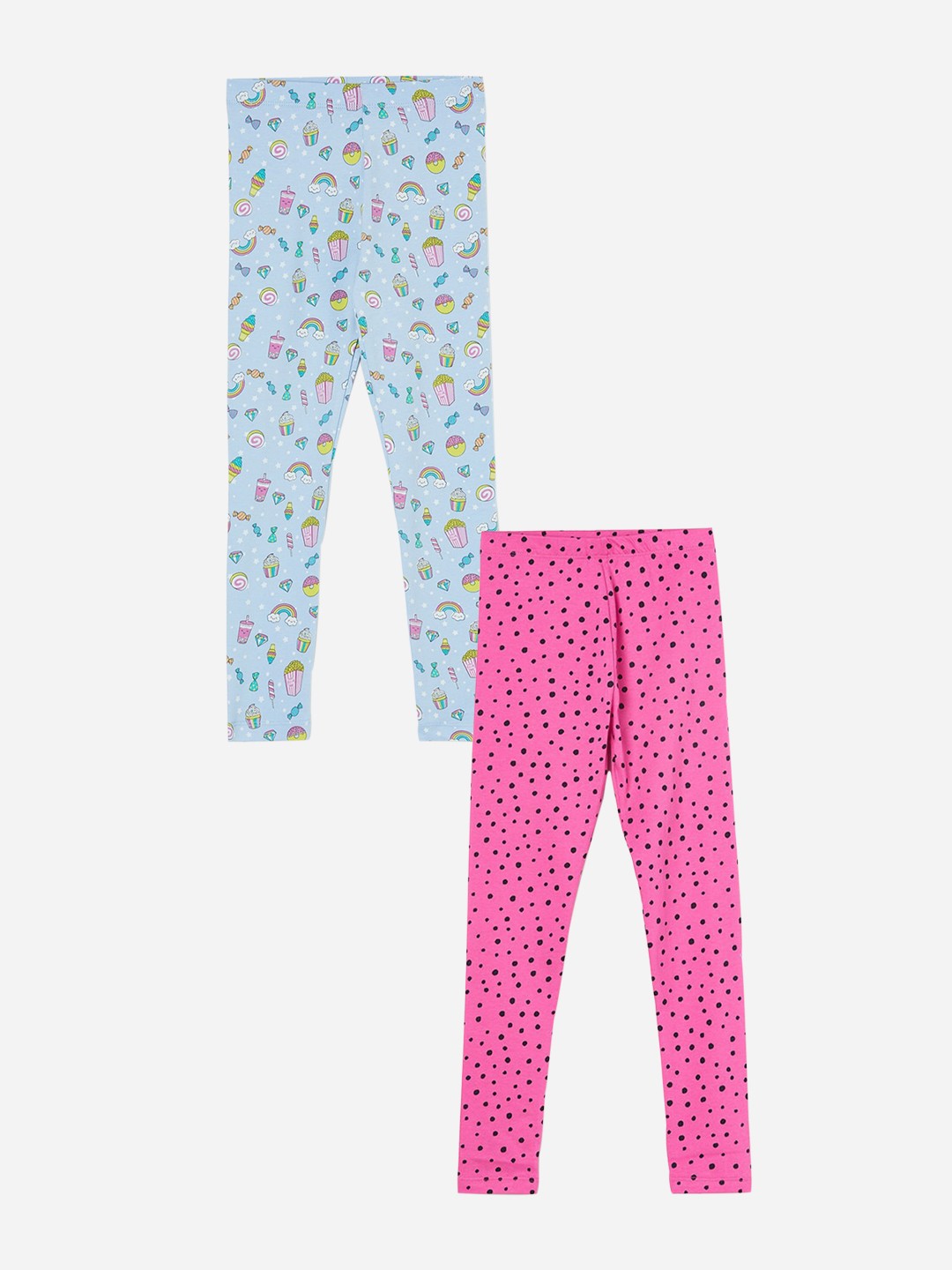 

Fame Forever by Lifestyle Girls Pack Of 2 Printed Cotton Ankle Length Leggings, Pink