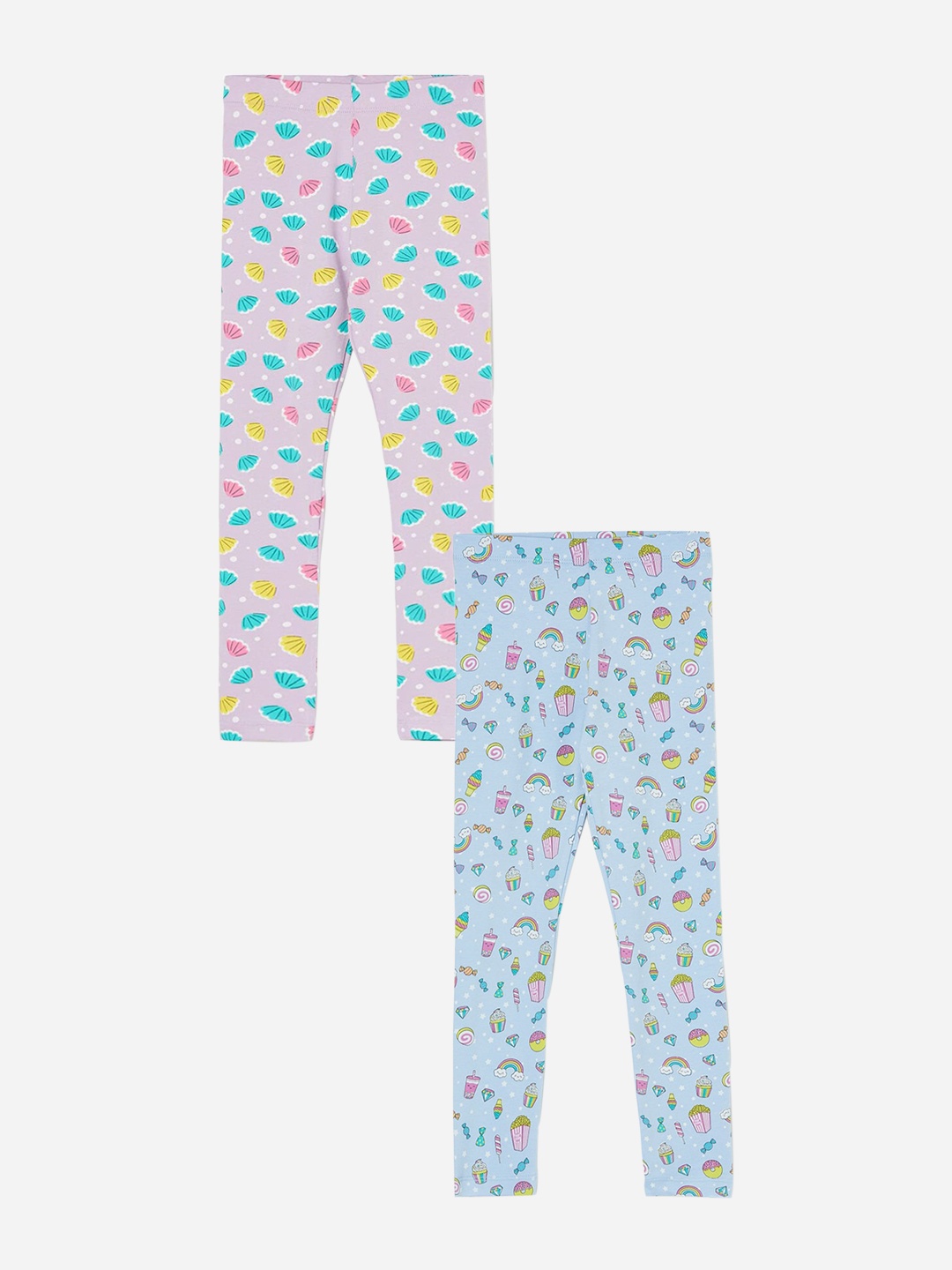 

Fame Forever by Lifestyle Girls Pack Of 2 Printed Ankle Length Leggings, Blue