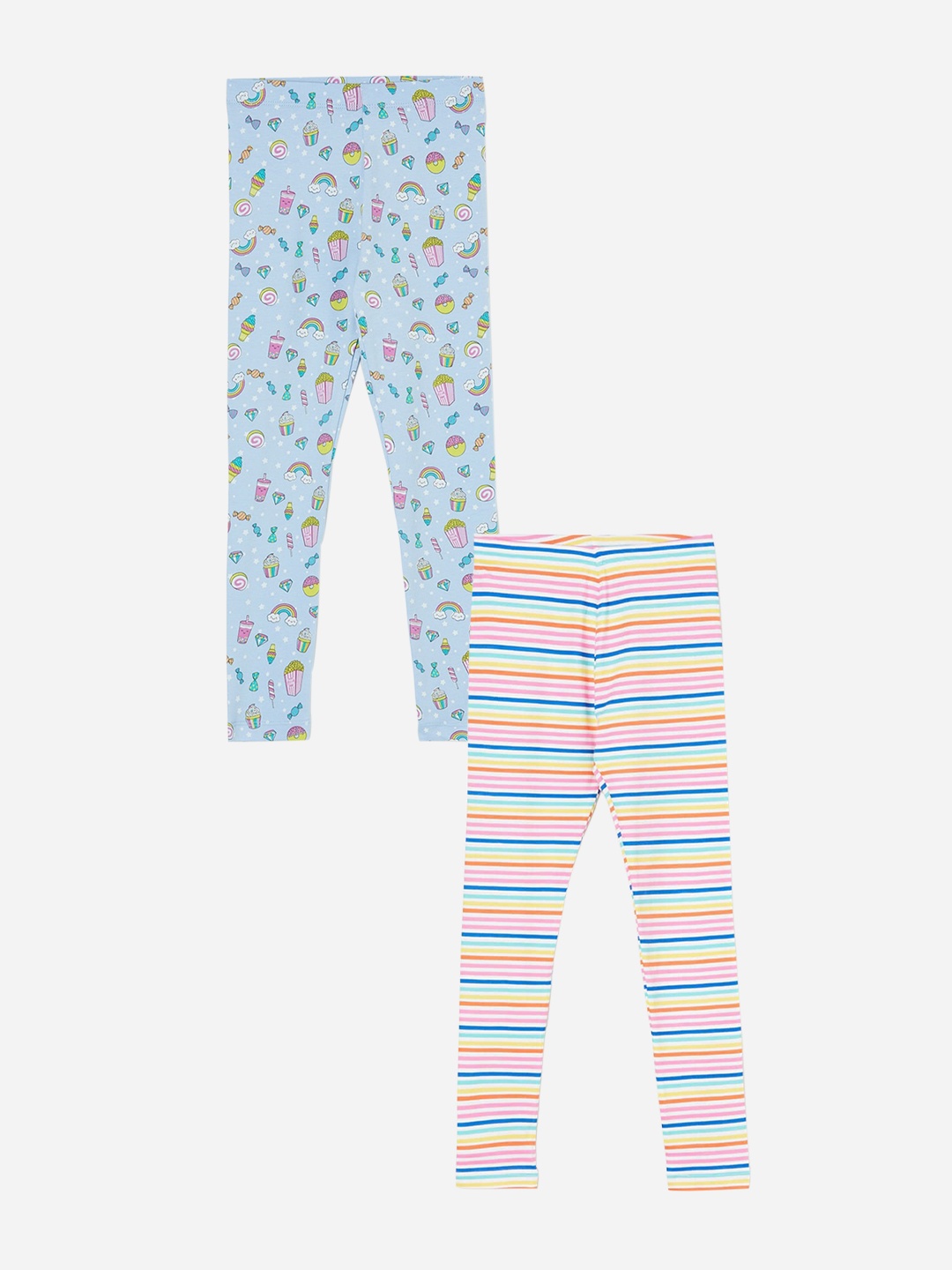 

Fame Forever by Lifestyle Girls Pack Of 2 Printed Ankle Length Leggings, Blue