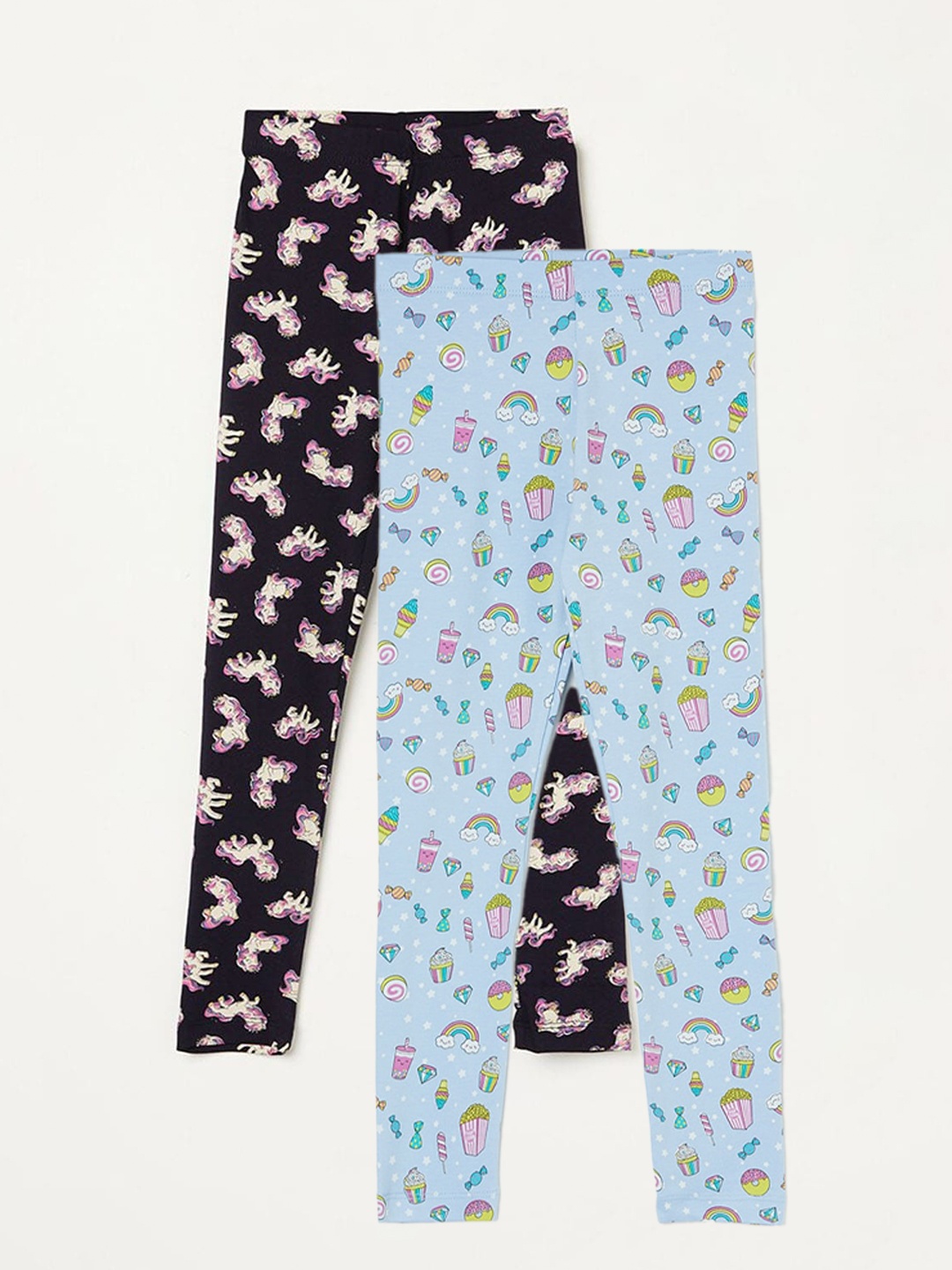 

Fame Forever by Lifestyle Girls Pack Of 2 Printed Cotton Ankle Length Leggings, Blue