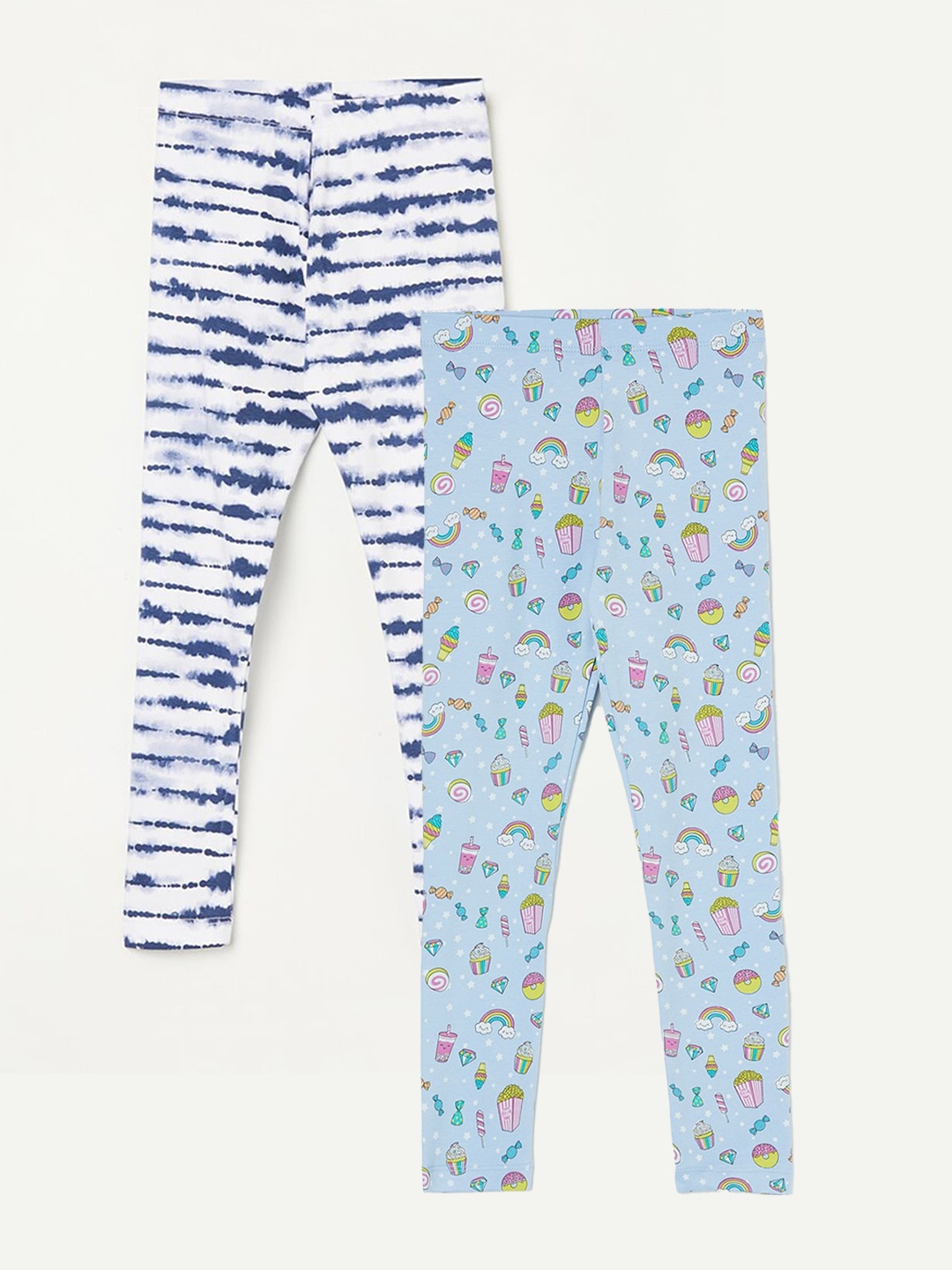

Fame Forever by Lifestyle Girls Pack Of 2 Printed Ankle Length Cotton Leggings, Blue