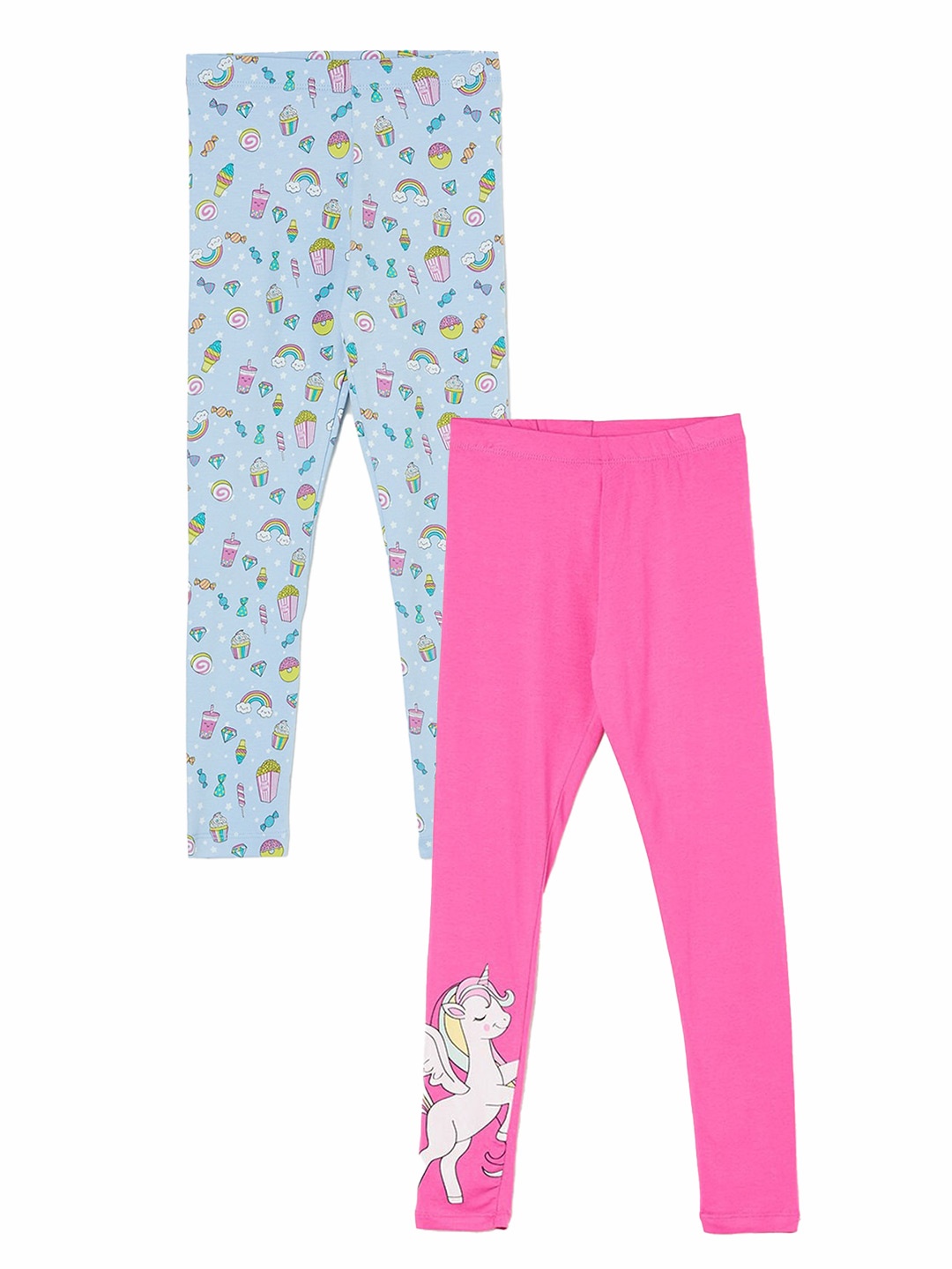 

Fame Forever by Lifestyle Girls Pack Of 2 Printed Ankle Length Leggings, Pink
