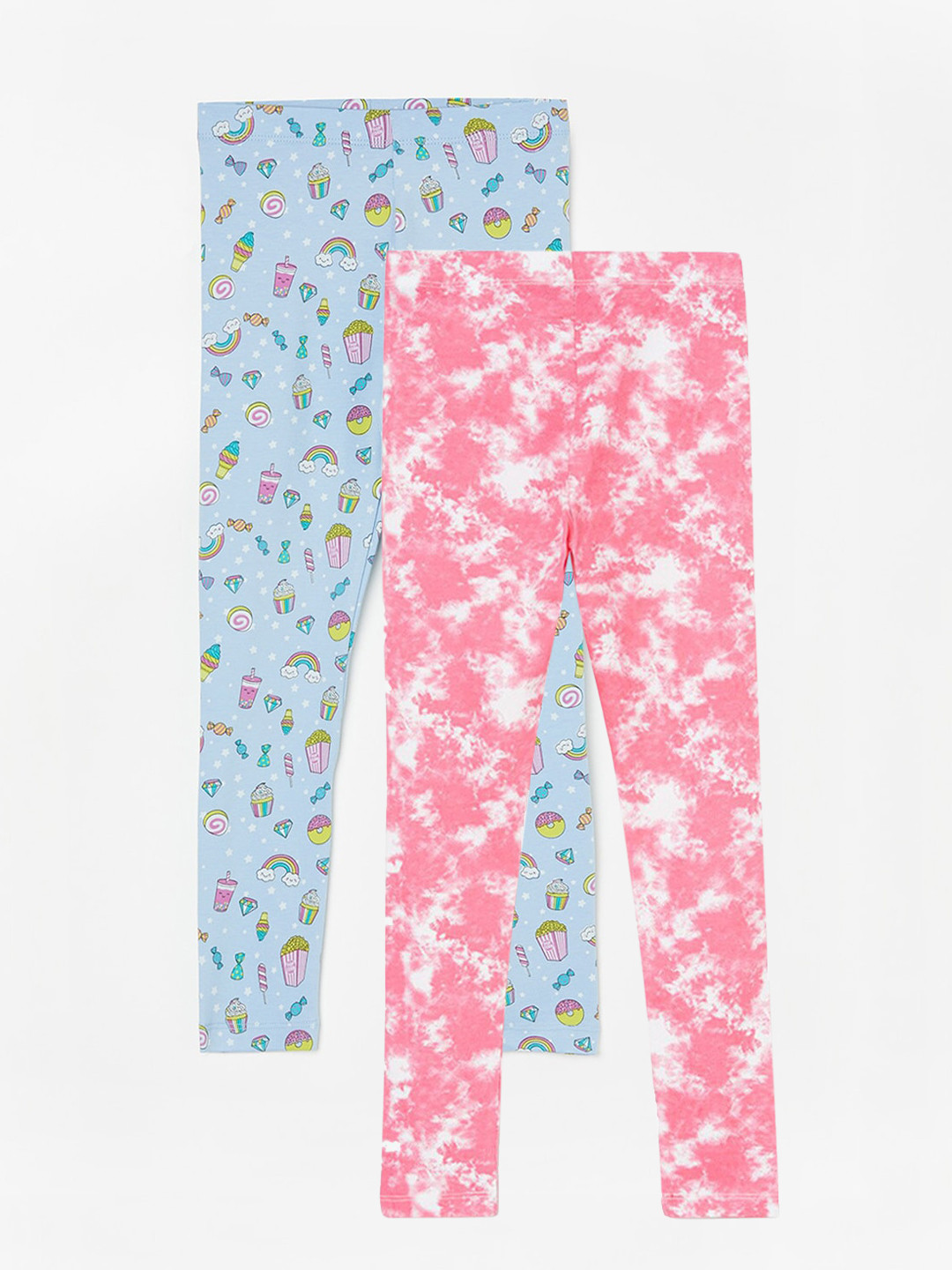 

Fame Forever by Lifestyle Girls Pack Of 2 Printed Ankle Length Leggings, White