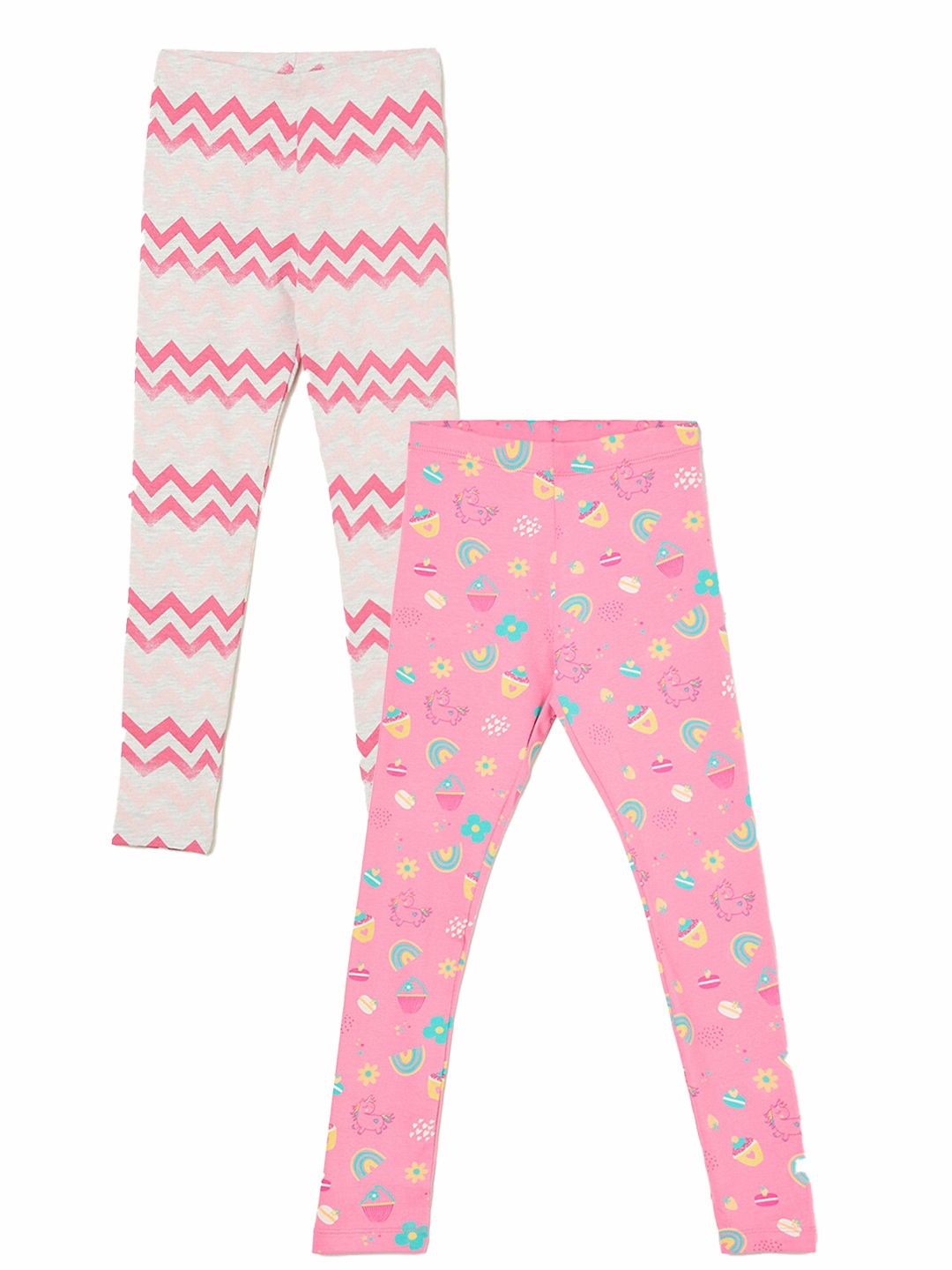 

Fame Forever by Lifestyle Girls Pack Of 2 Printed Ankle Length Leggings, Pink