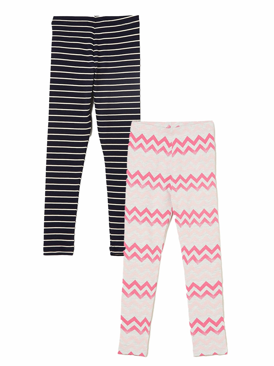 

Fame Forever by Lifestyle Girls Pack Of 2 Printed Ankle Length Leggings, Grey melange