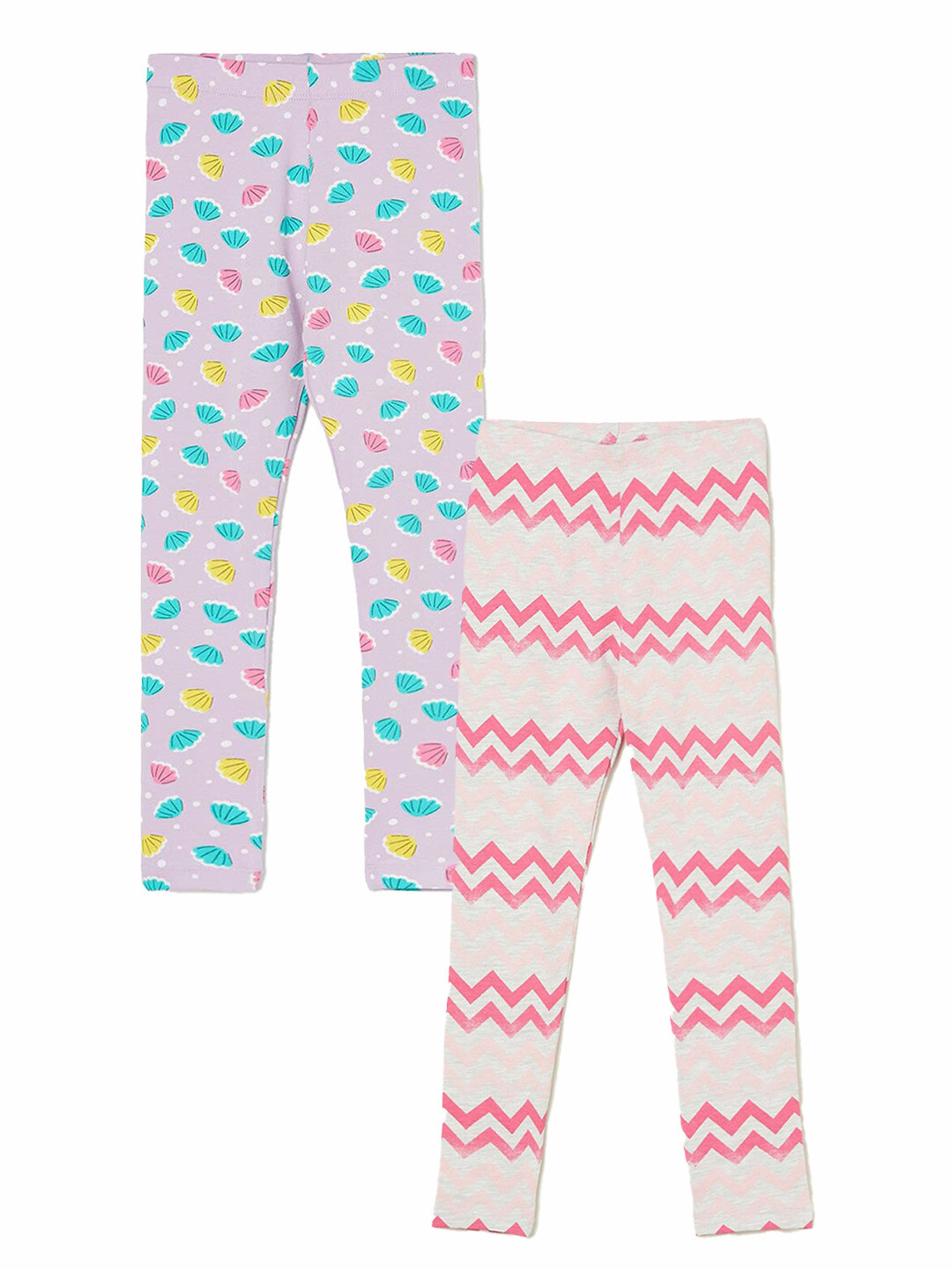 

Fame Forever by Lifestyle Girls Pack Of 2 Printed Ankle Length Leggings, Grey melange