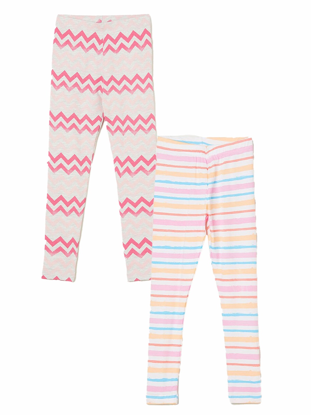 

Fame Forever by Lifestyle Girls Pack Of 2 Printed Ankle Length Leggings, White