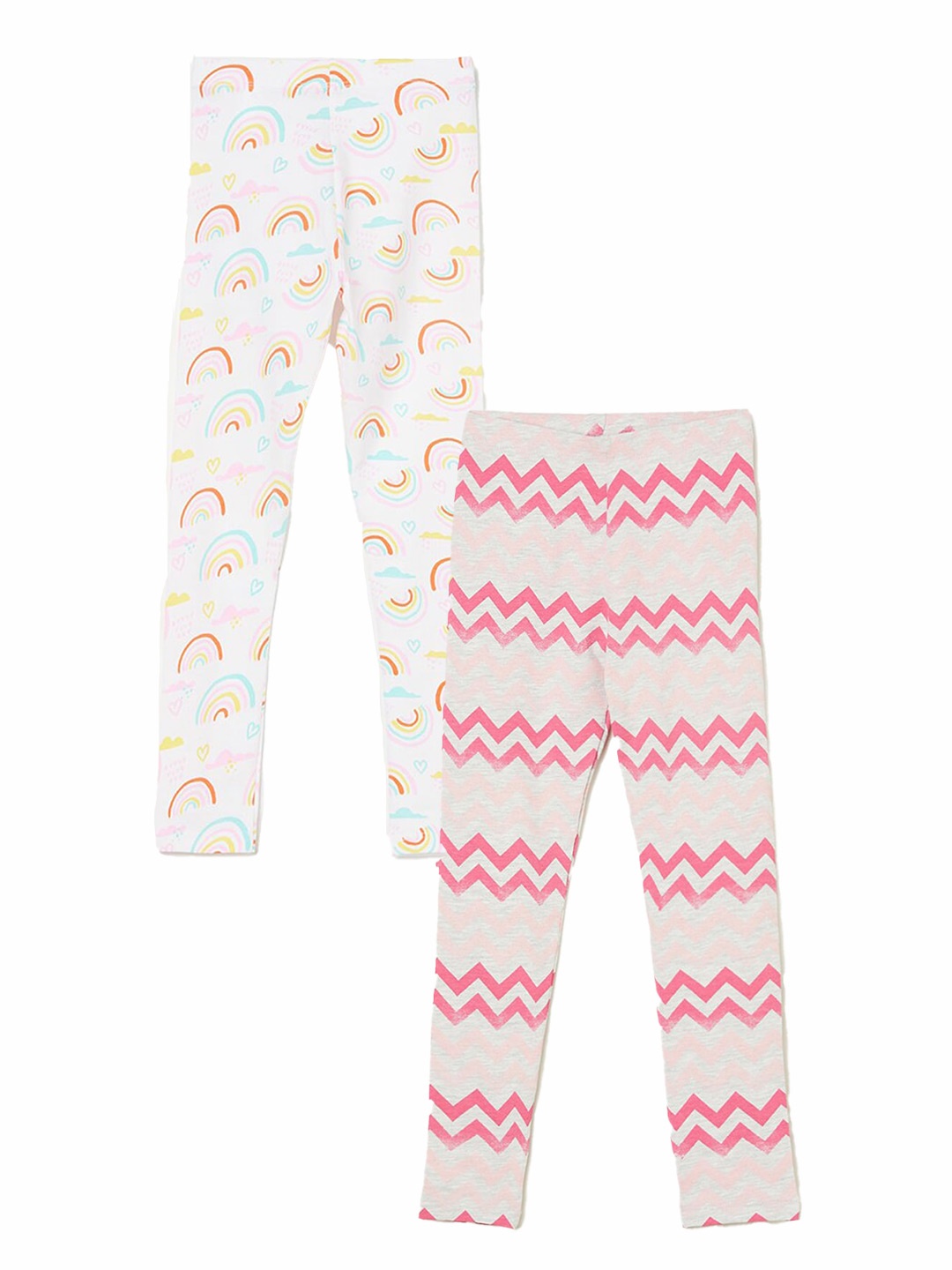 

Fame Forever by Lifestyle Girls Pack Of 2 Printed Ankle Length Leggings, White