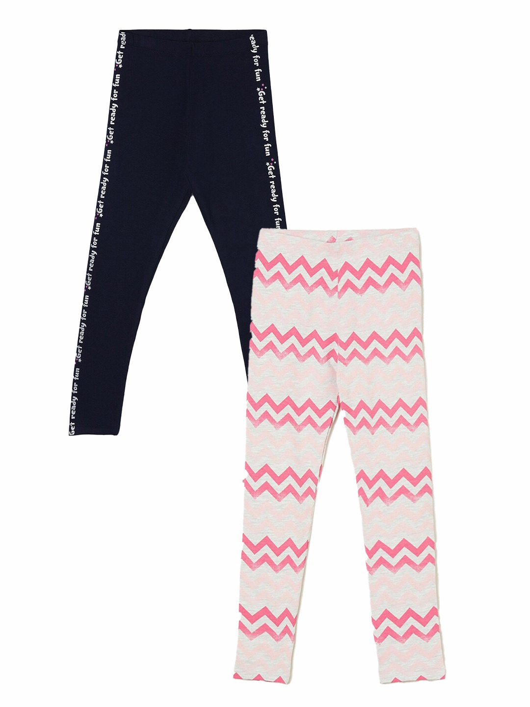 

Fame Forever by Lifestyle Girls Pack Of 2 Printed Ankle Length Leggings, White